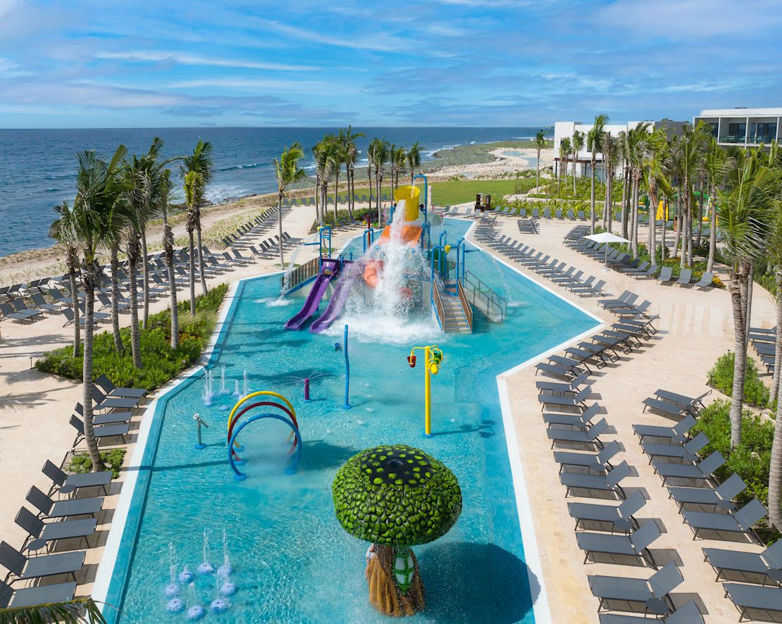 aerial view of outdoor splash pad play area-transition