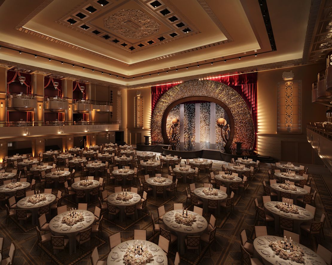 Grand Ballroom Setup with Round Tables for an Awards Ceremony-transition