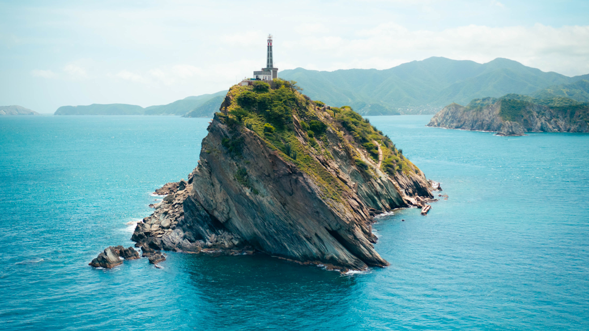 Shot of rock formation in water