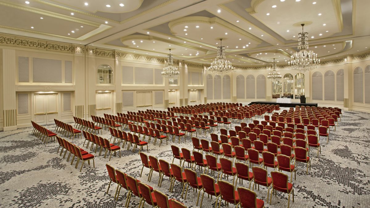 Angle View of Large Ballroom Set up Theather Style