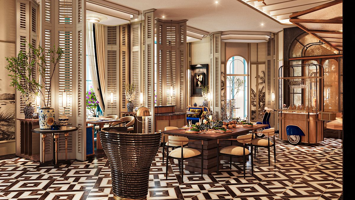 Essbereich in der Lobby der italienischen Piazza.