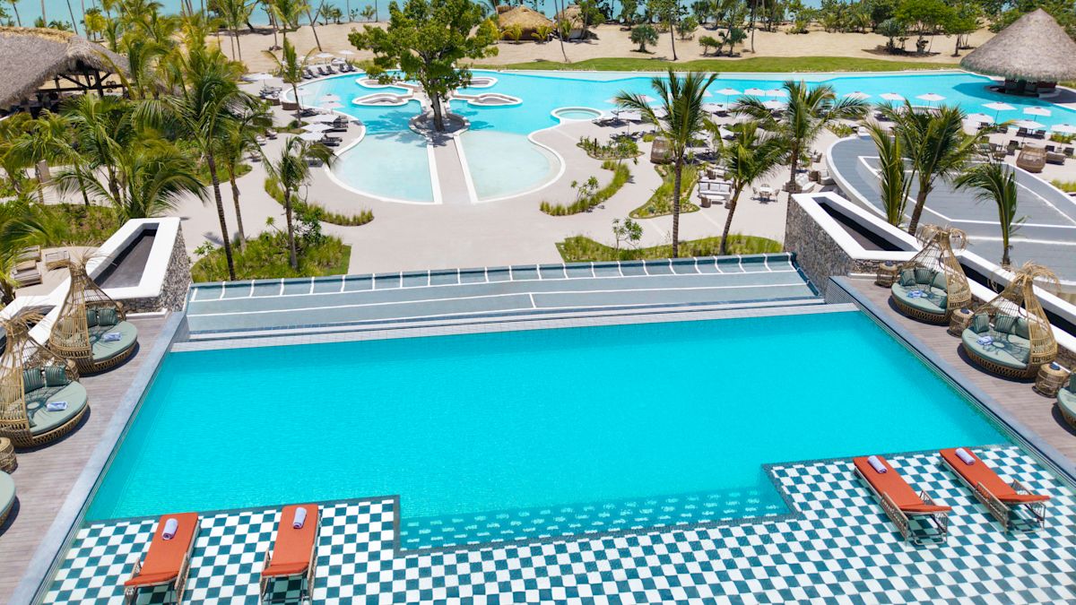 Shots of royal palm pools from above