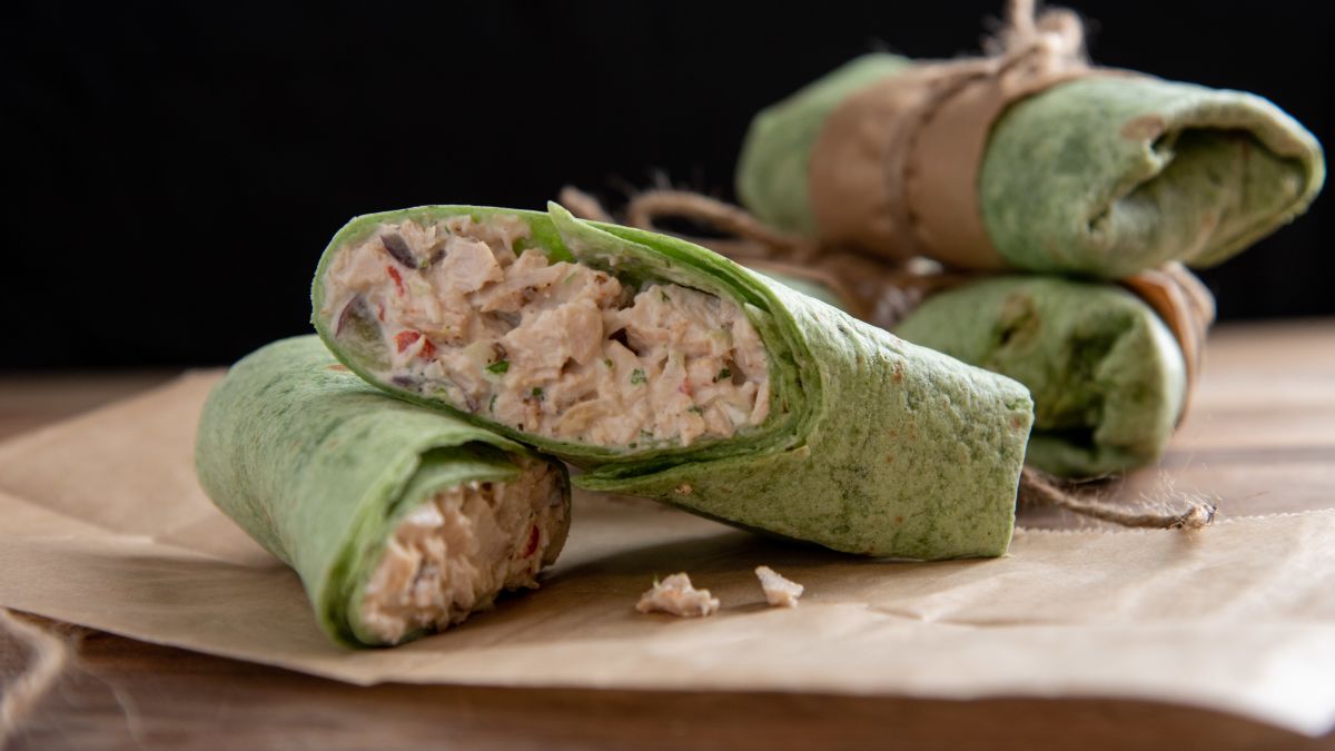 Wraps on brown paper bag