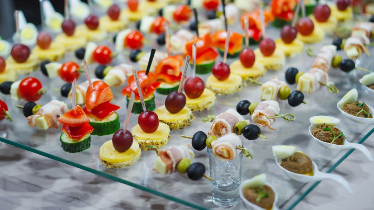Close up of a selection of canapes