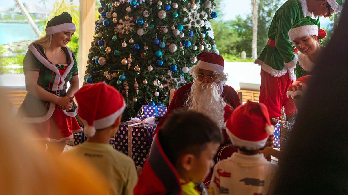Санта в рождественском дереве