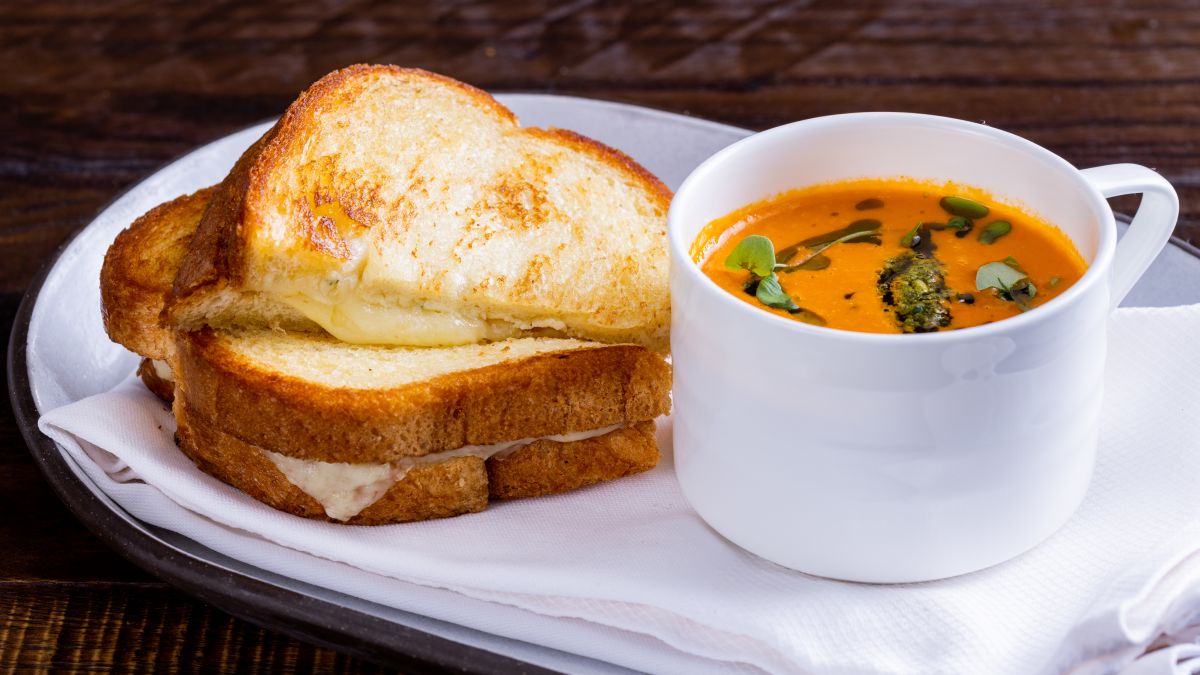 Soup and Grilled Cheese Sandwich at Powder Restaurant