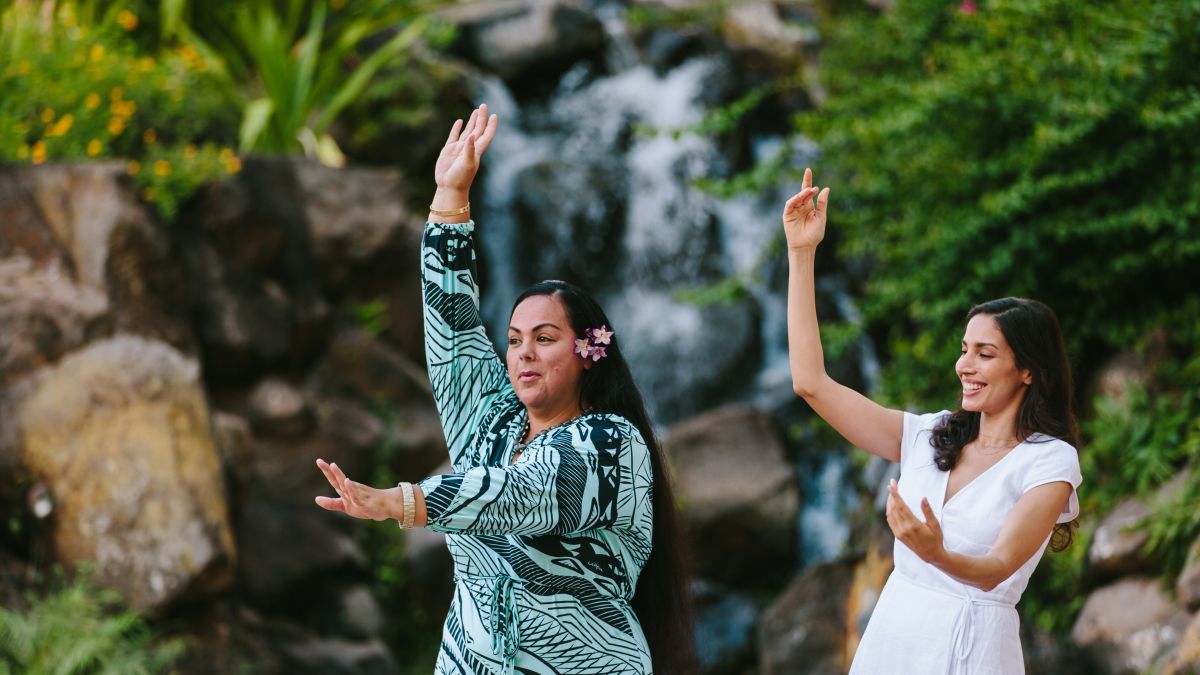Women Dancing By The Waterfall