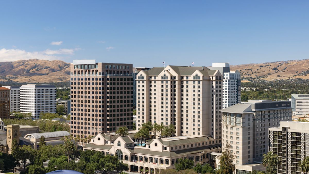 Luftaufnahme vom Außenbereich des Hotels