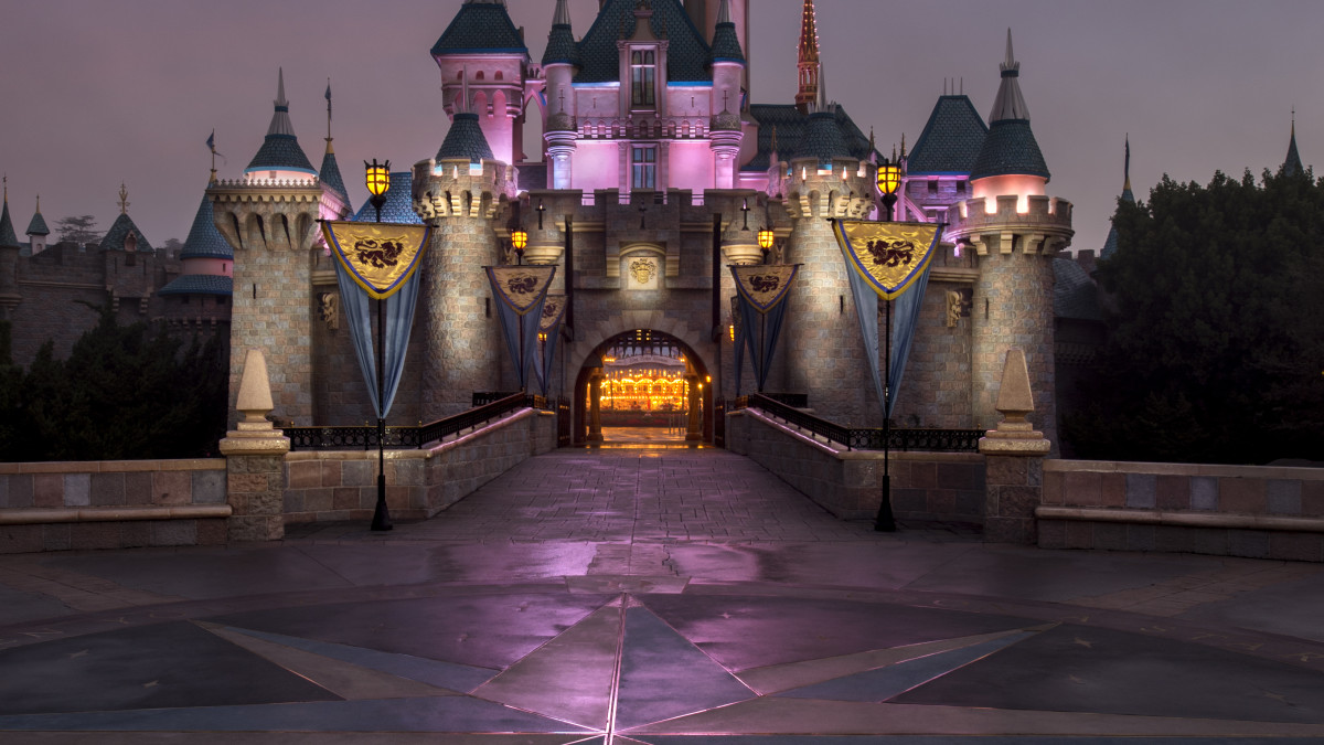 Disney Castle Lit up by Night