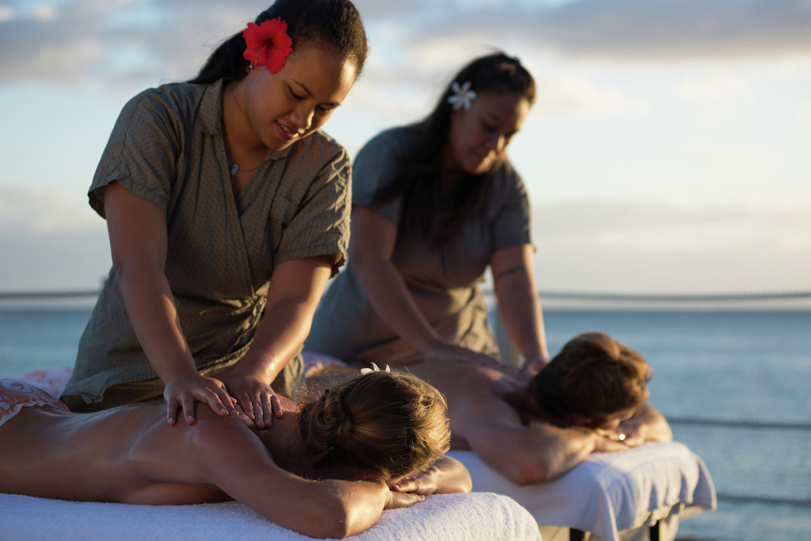 Outdoor Massage with Views of the Water at Sunset