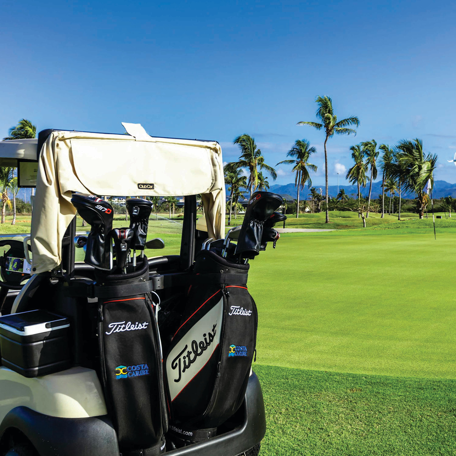 Golf Cart with Bags and Clubs