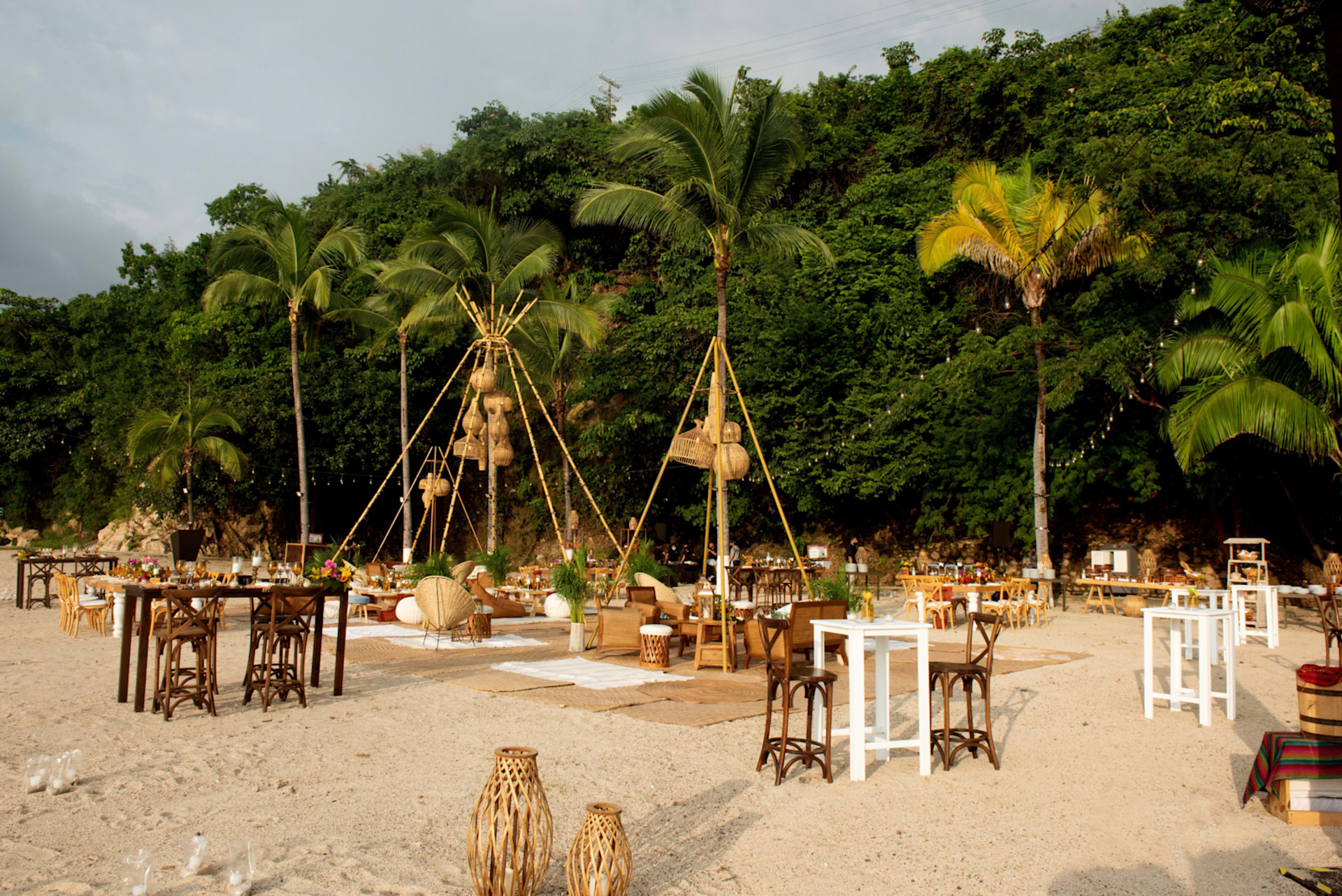 Beach Club with Tables and Chairs Ready for an Event