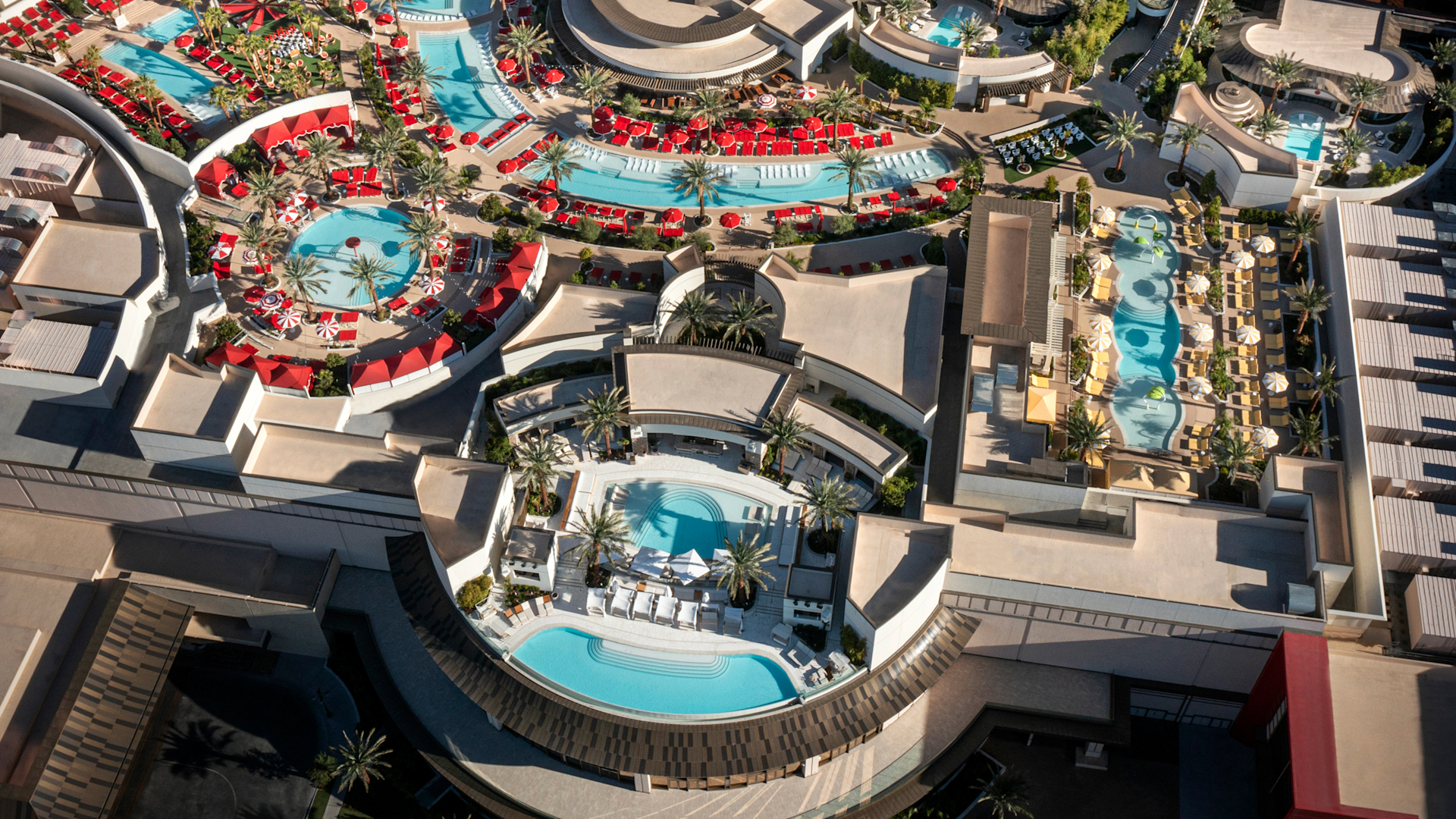 aerial view of outdoor pools