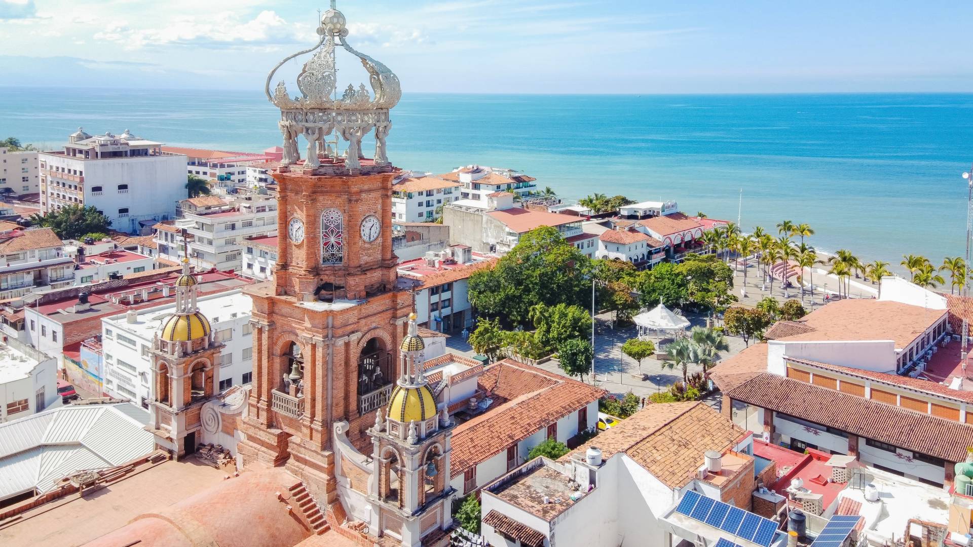 View of sea and Puerto Vallarta town