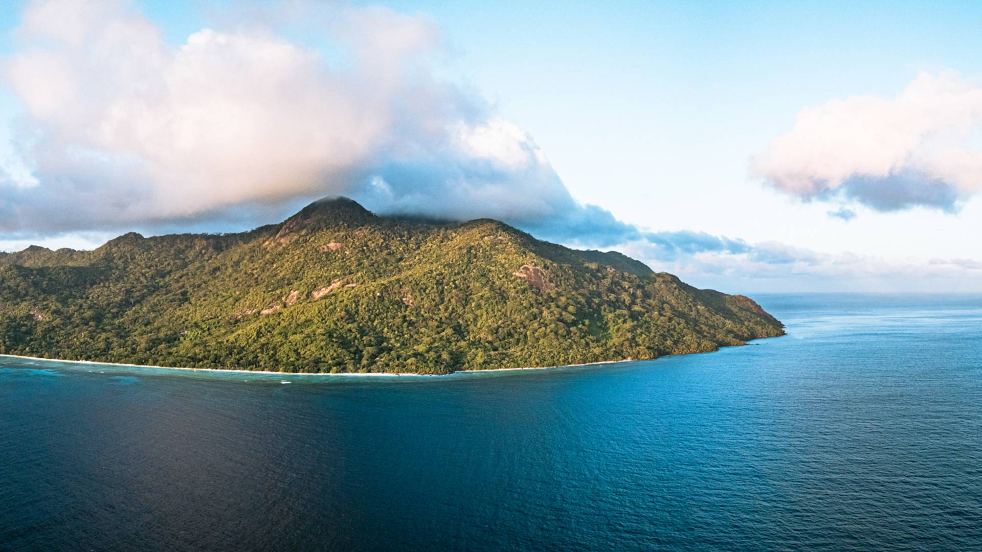 Aerial View of an Island on the Water