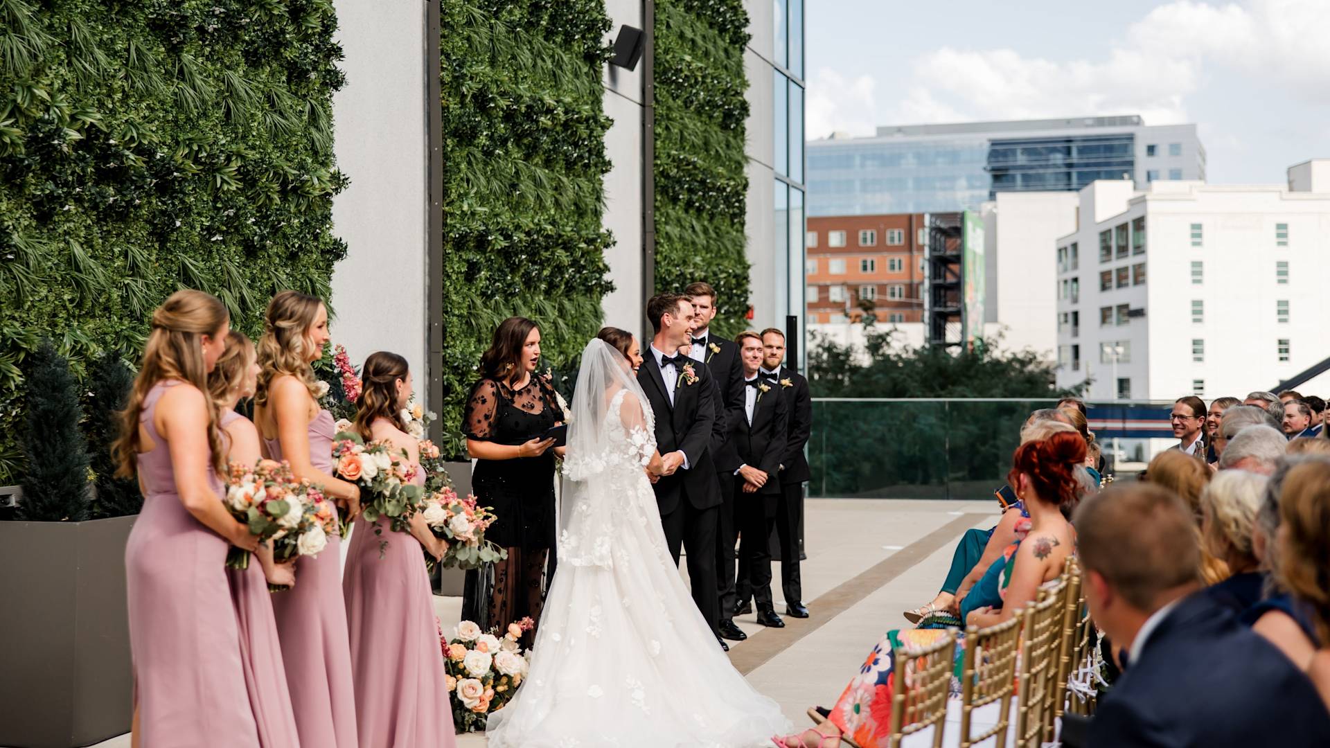 A Wedding Celebration on a Terrace at the Conrad Nashville Hotel