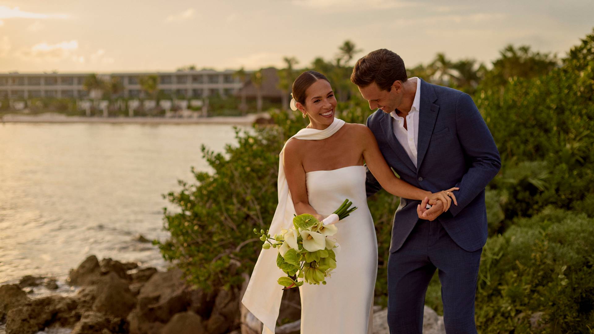 Bride and Groom at the beach 