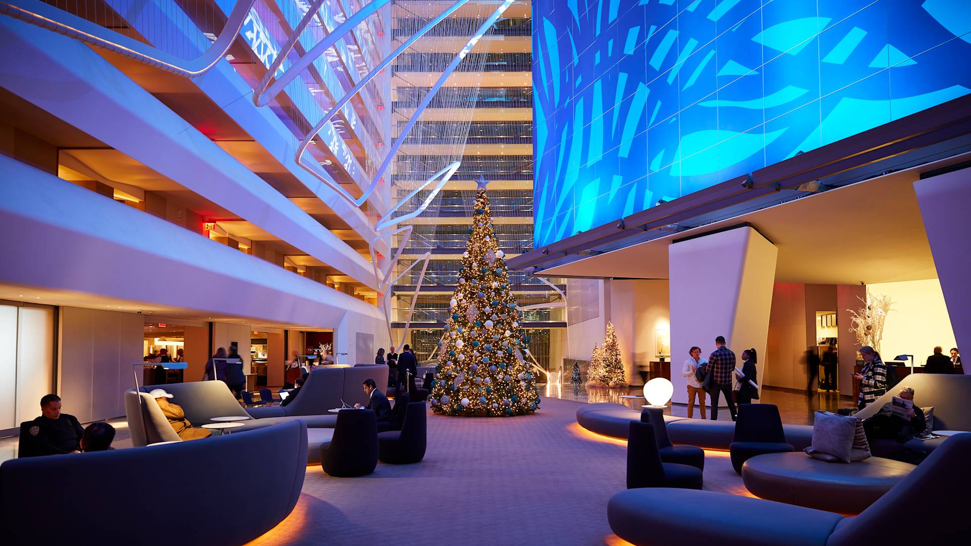 lobby, atrium with Christmas tree