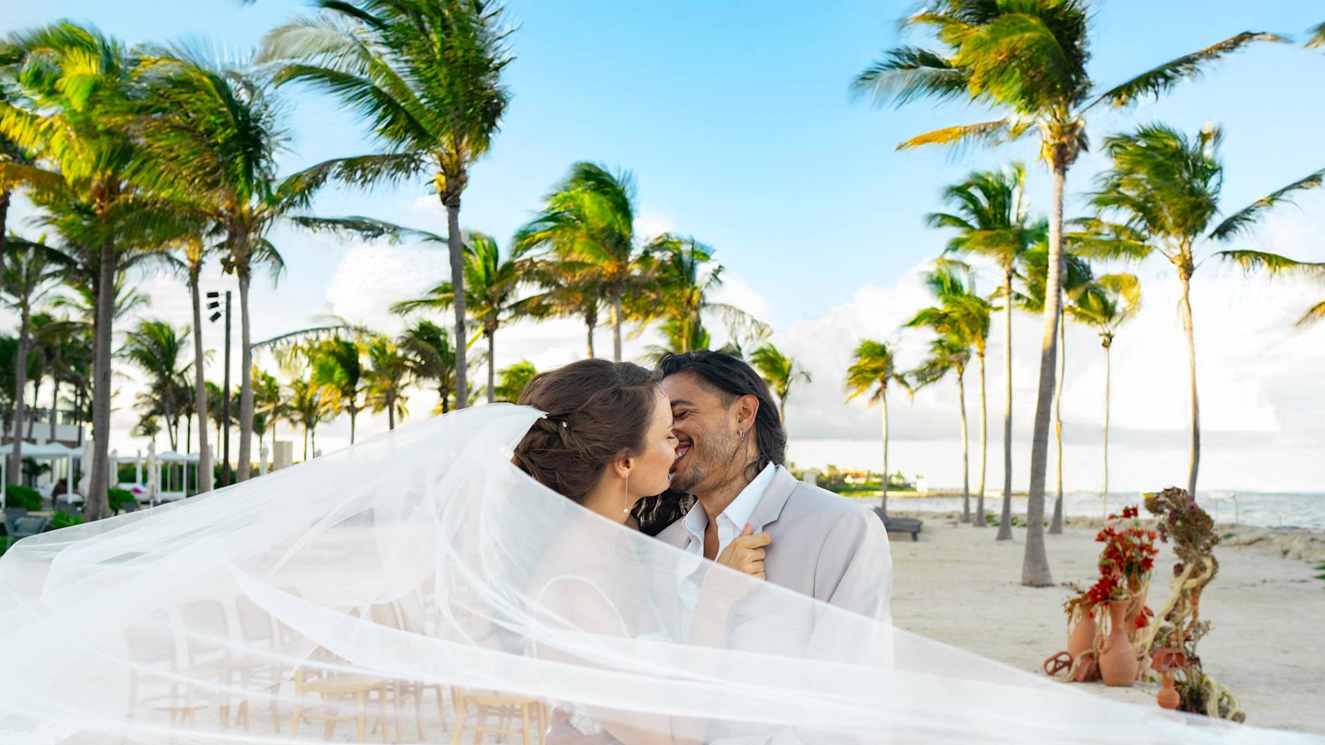 Bride and Groom on Beach