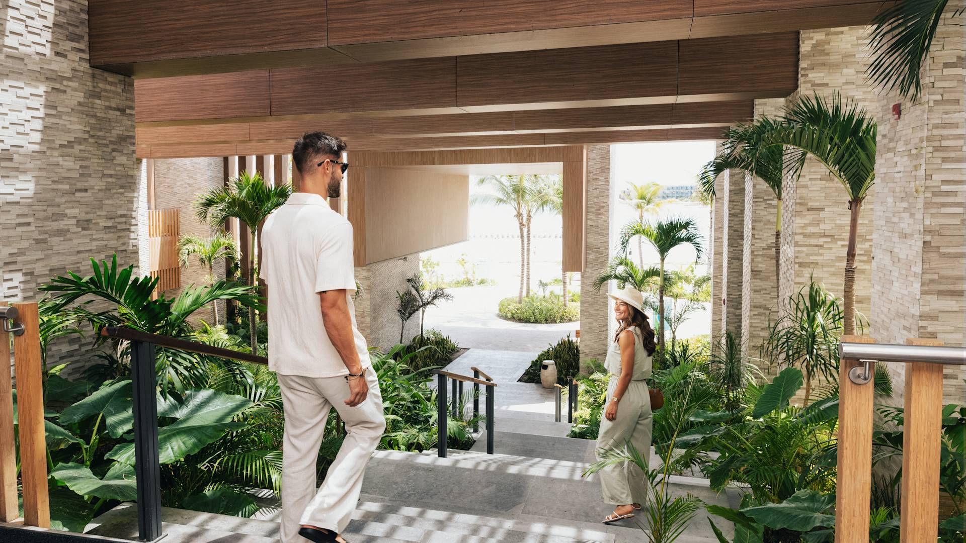 People walking down the stairs