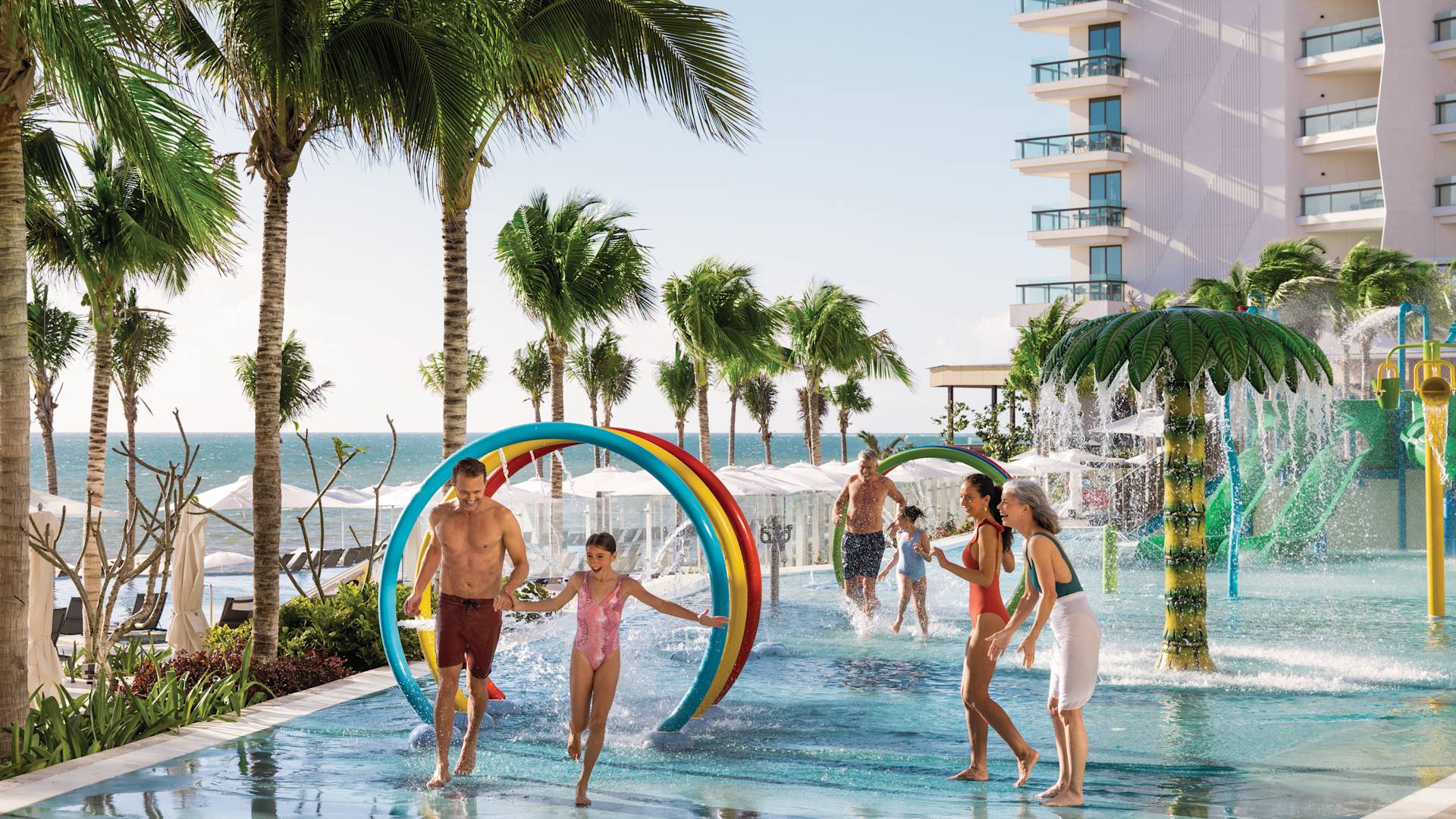 Families enjoy the waterpark