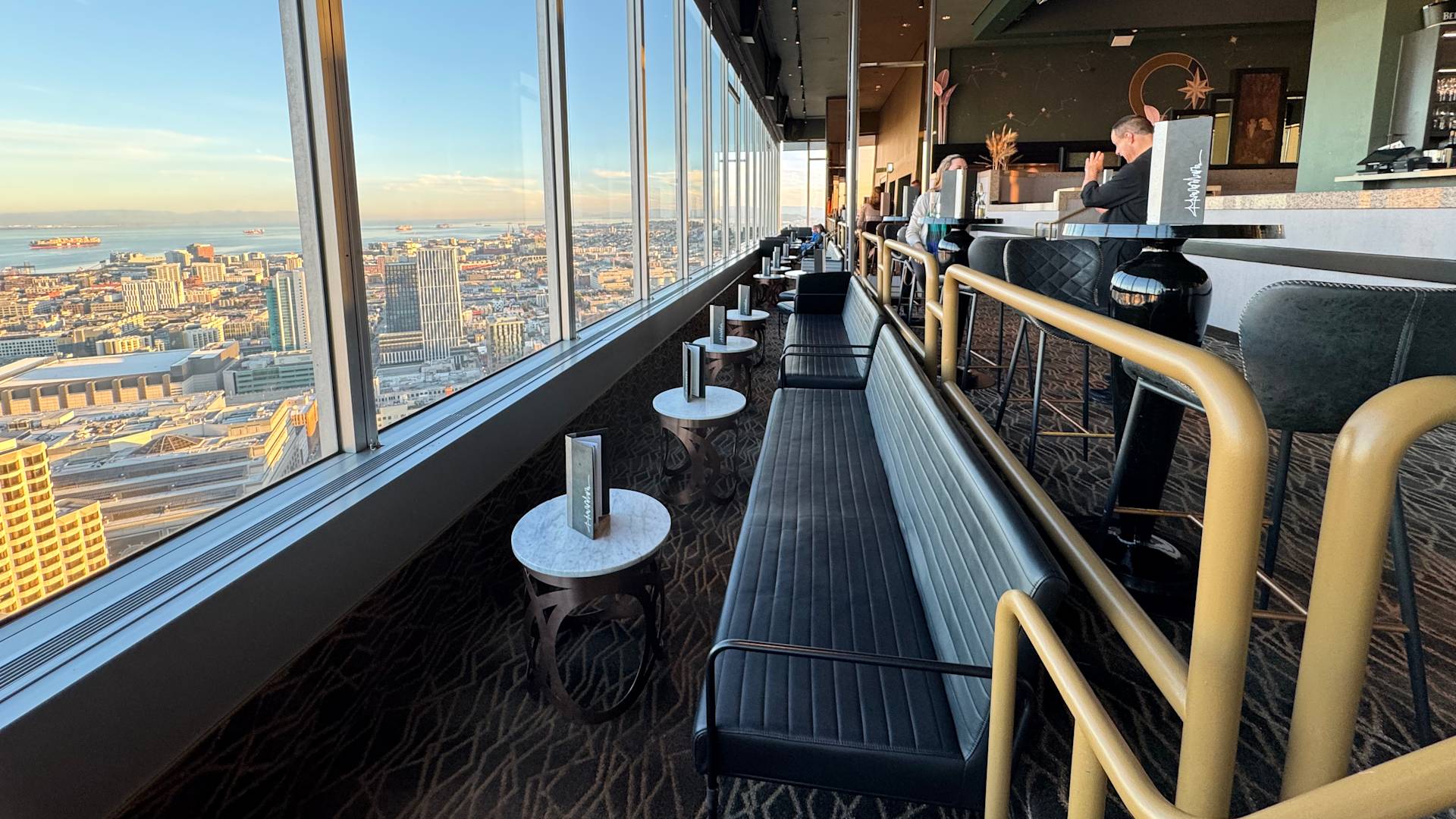 Cityscape Sky Bar view out of large window looking over the area