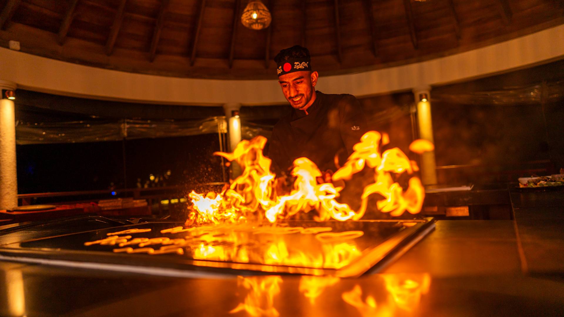 Chef Preparing Food in a Teppanyaki