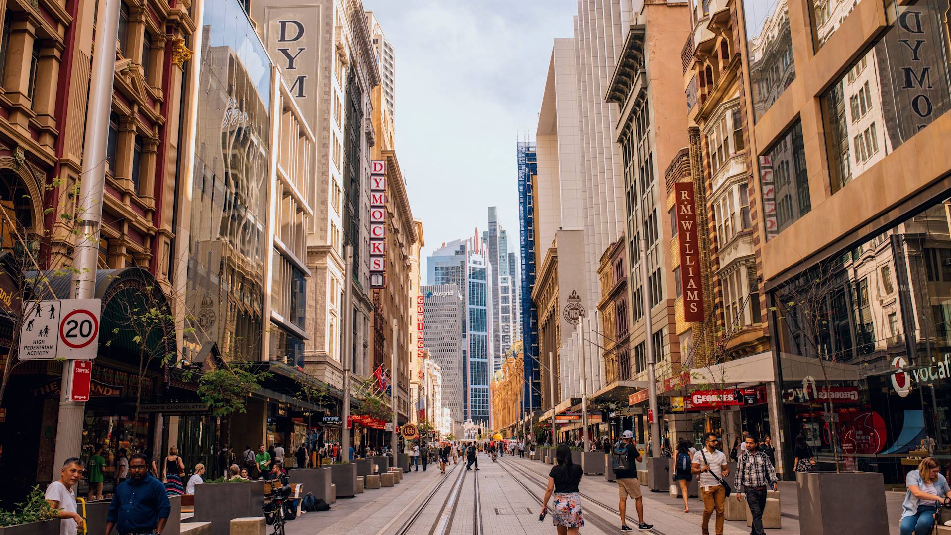 People walking on a busy street