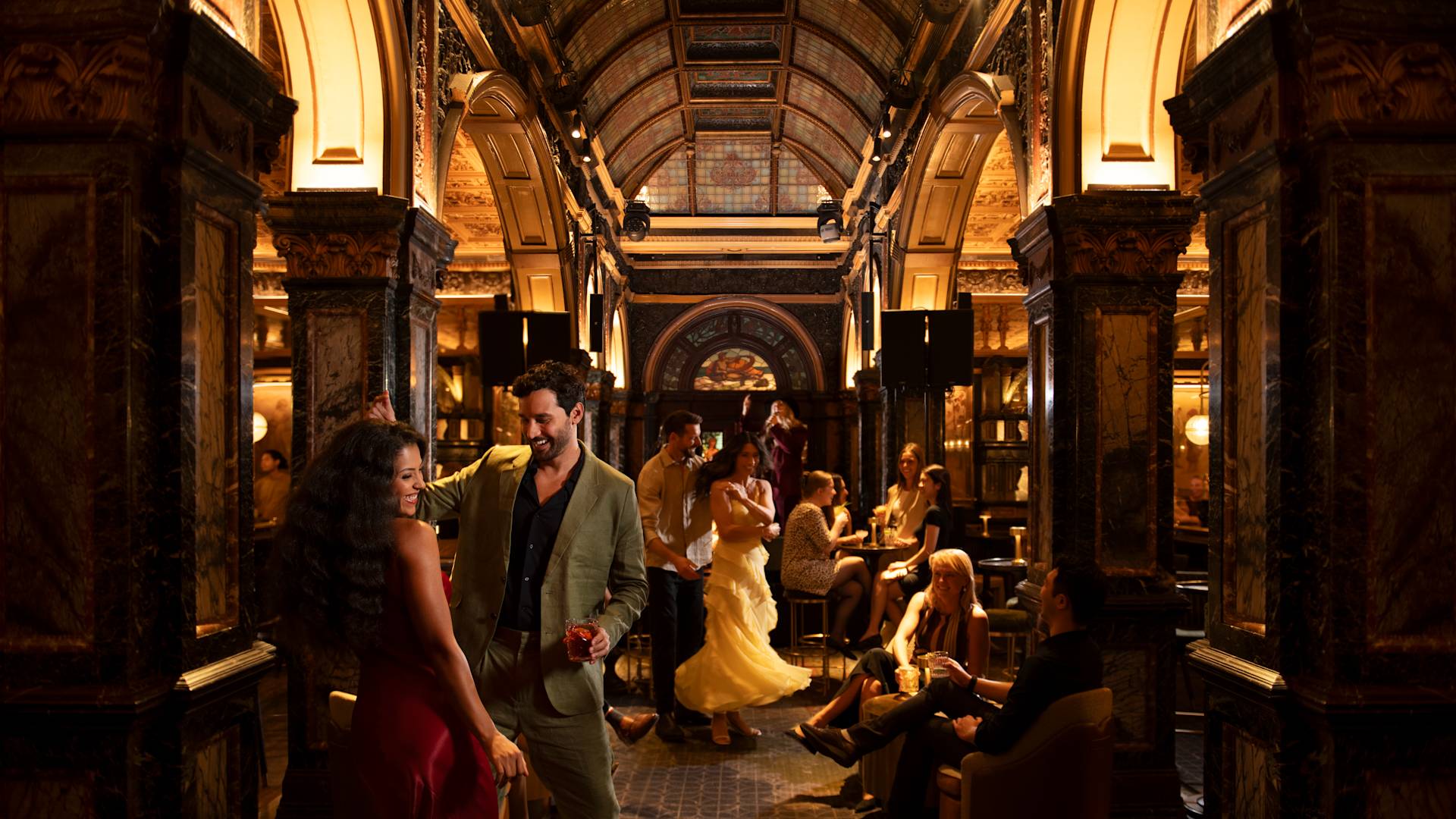 People Conversing at the Marble Bar