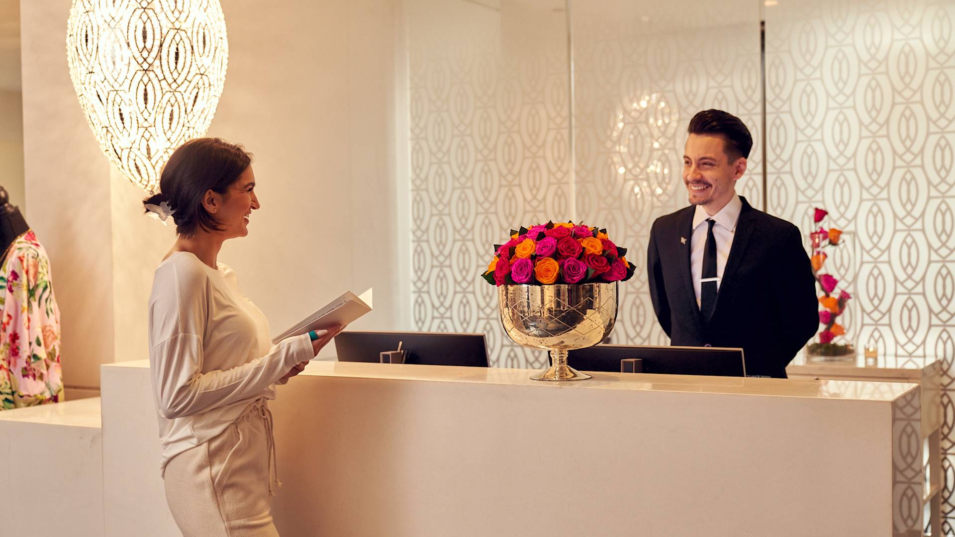 Woman Standing at the Retail Desk at the Spa