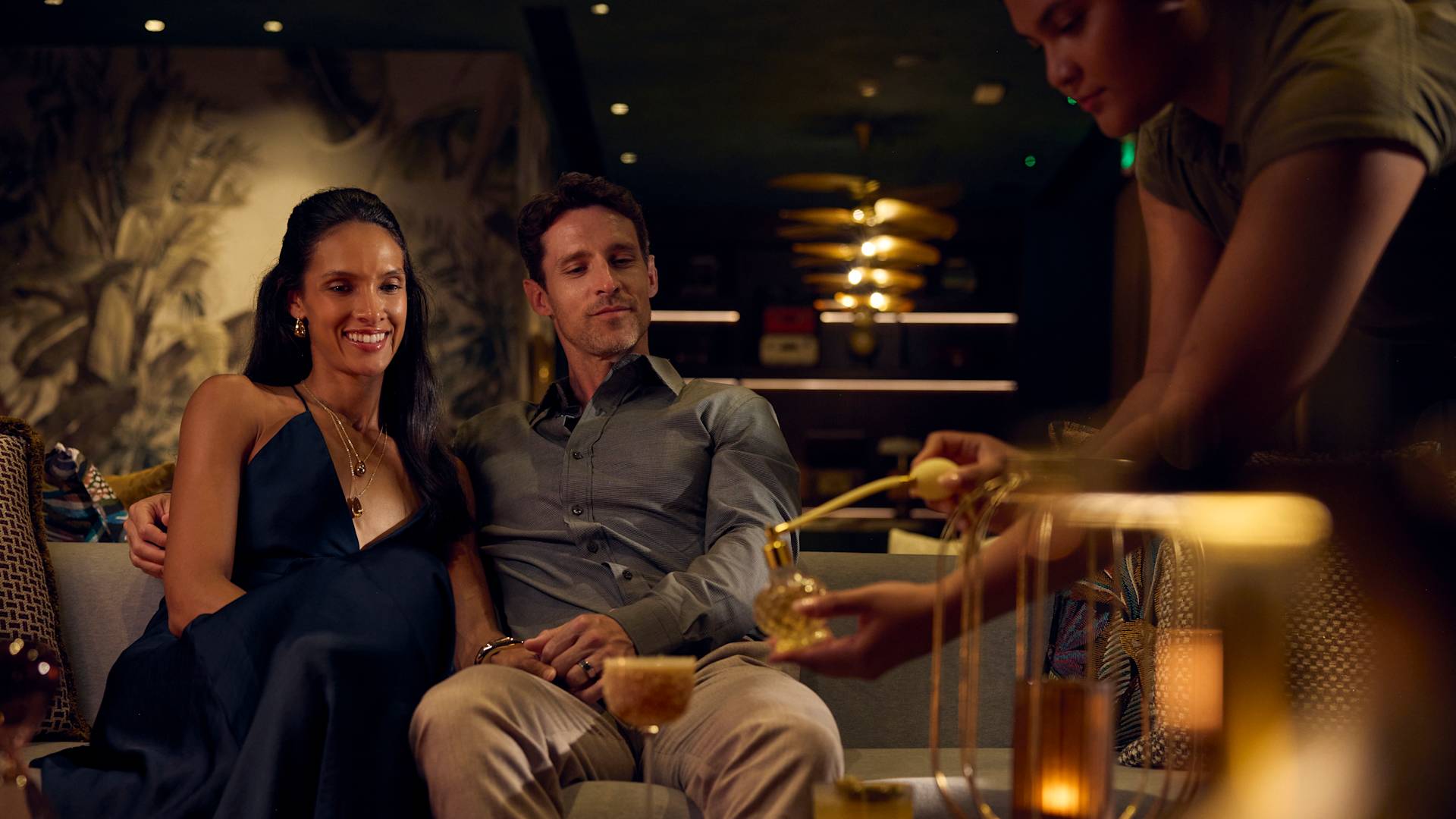 Couple Having Drinks at Peacock Alley