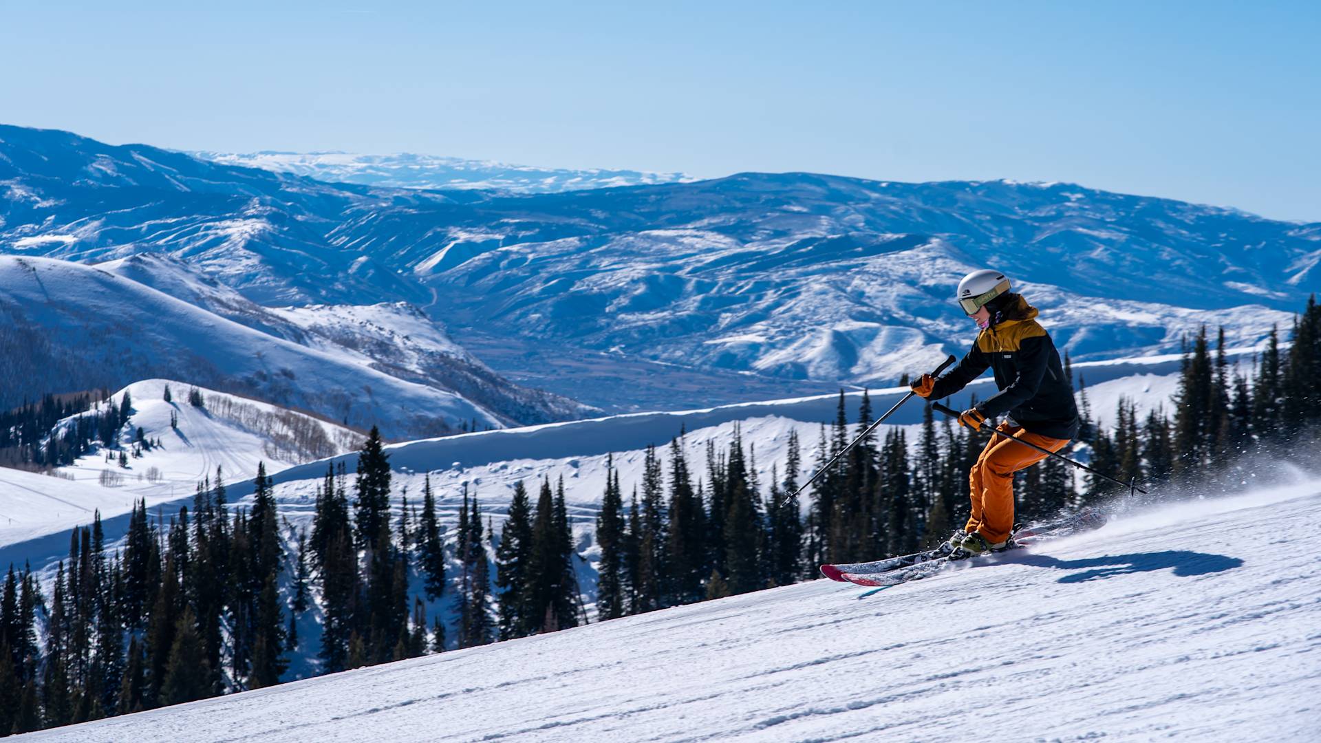 A Person Skiing on a Mountain Range