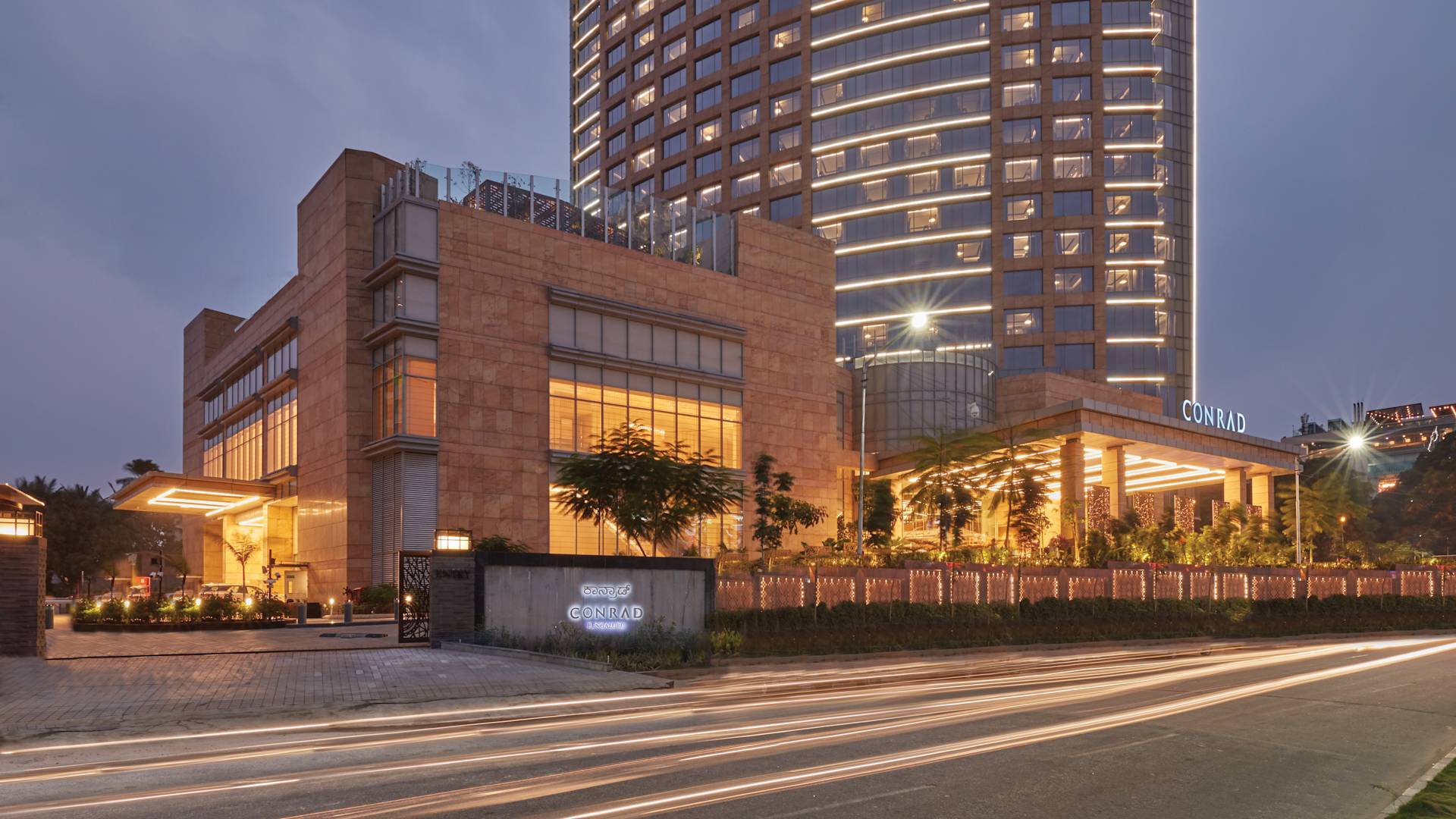 Hotel Building Exterior at Dusk