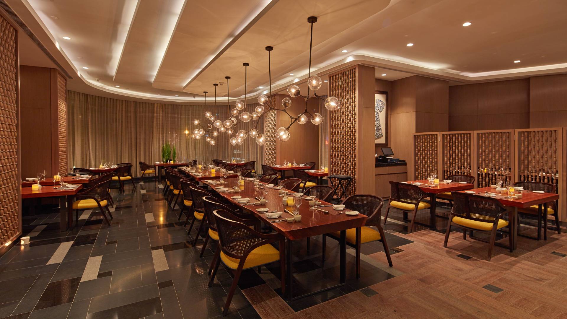 Restaurant Dining Area with Chairs and Tables