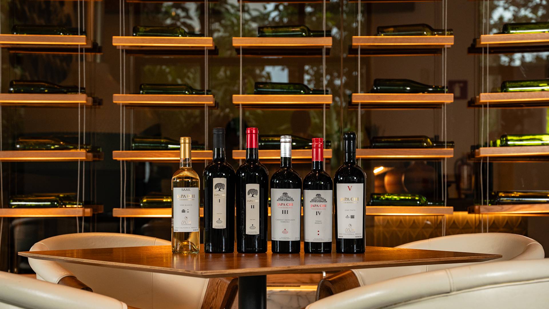 Japa Chi wine bottles on a table