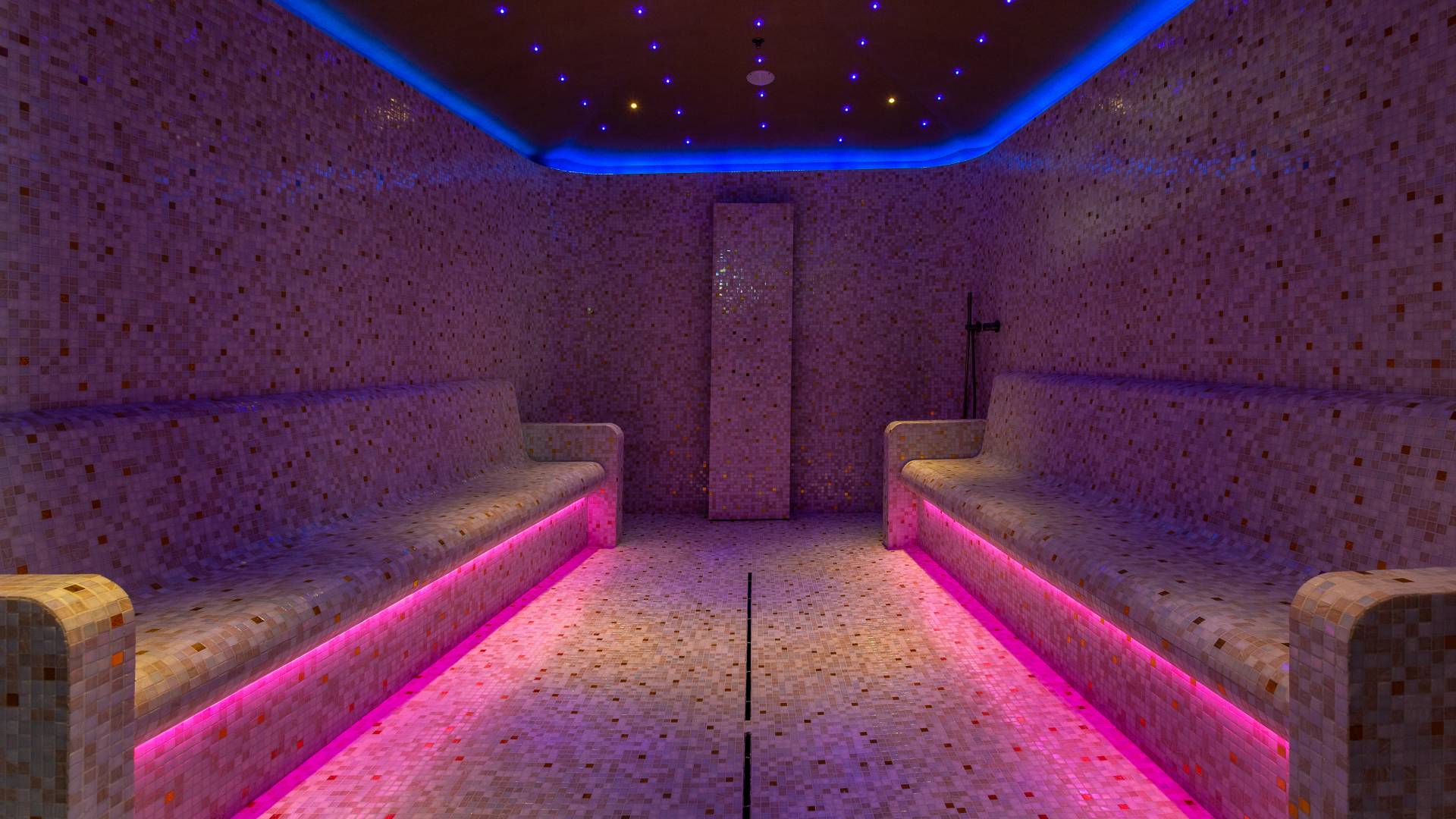 Interior of spa area with mood lighting