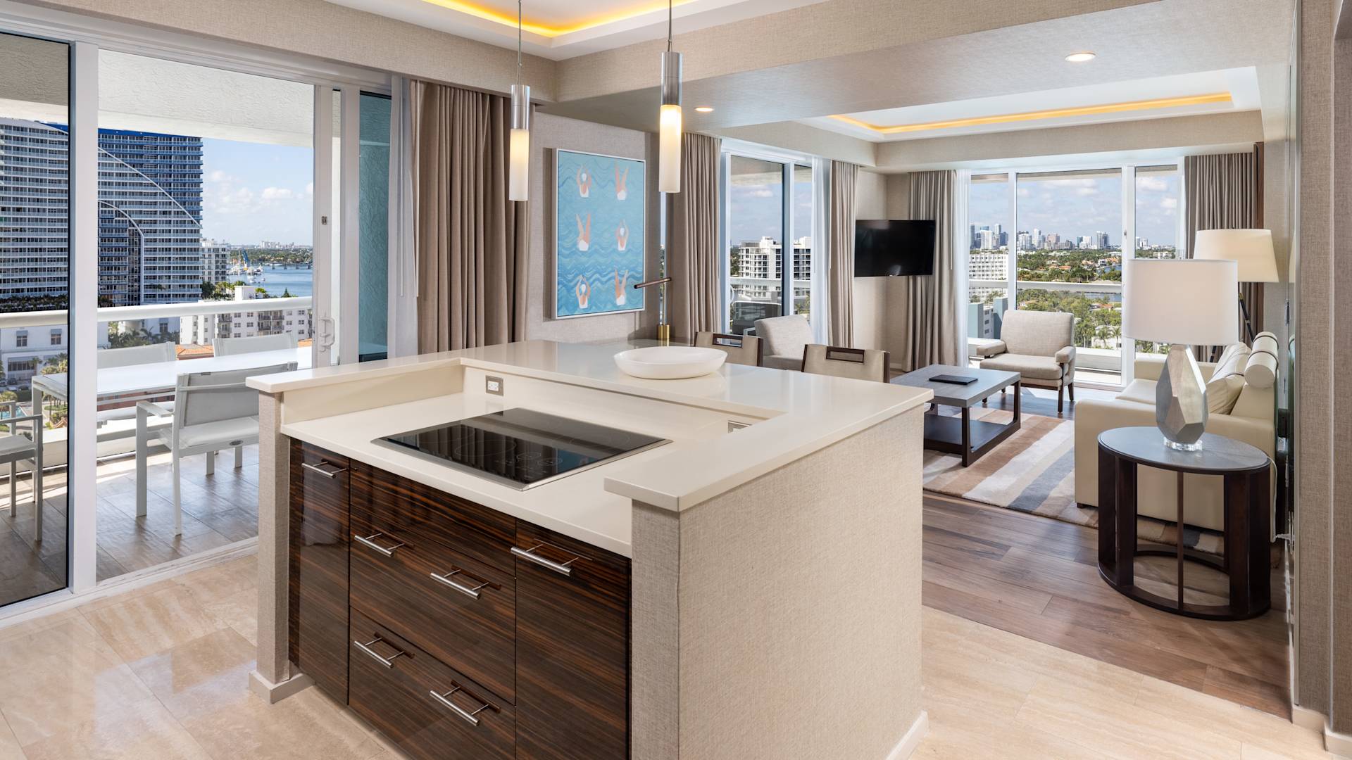 Suit Living and Dining Area with Large Windows