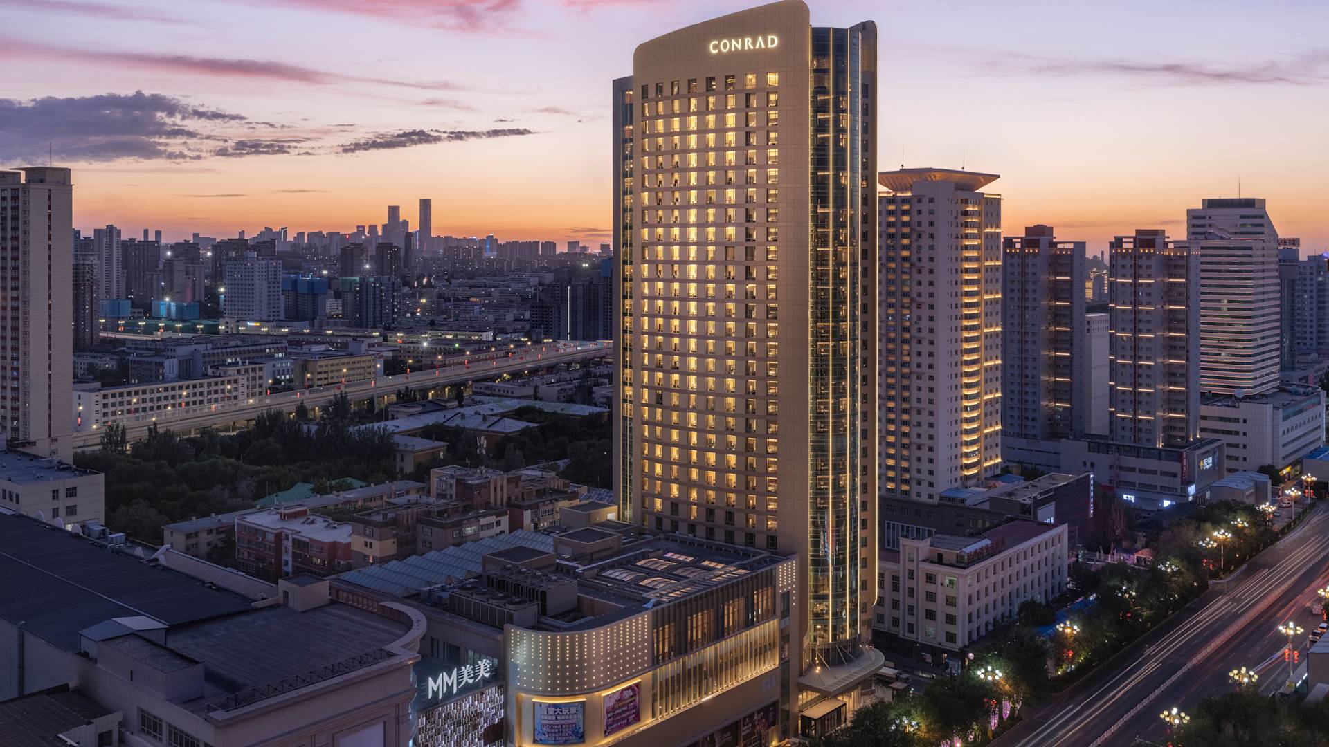 Exterior of hotel and surrounding buildings