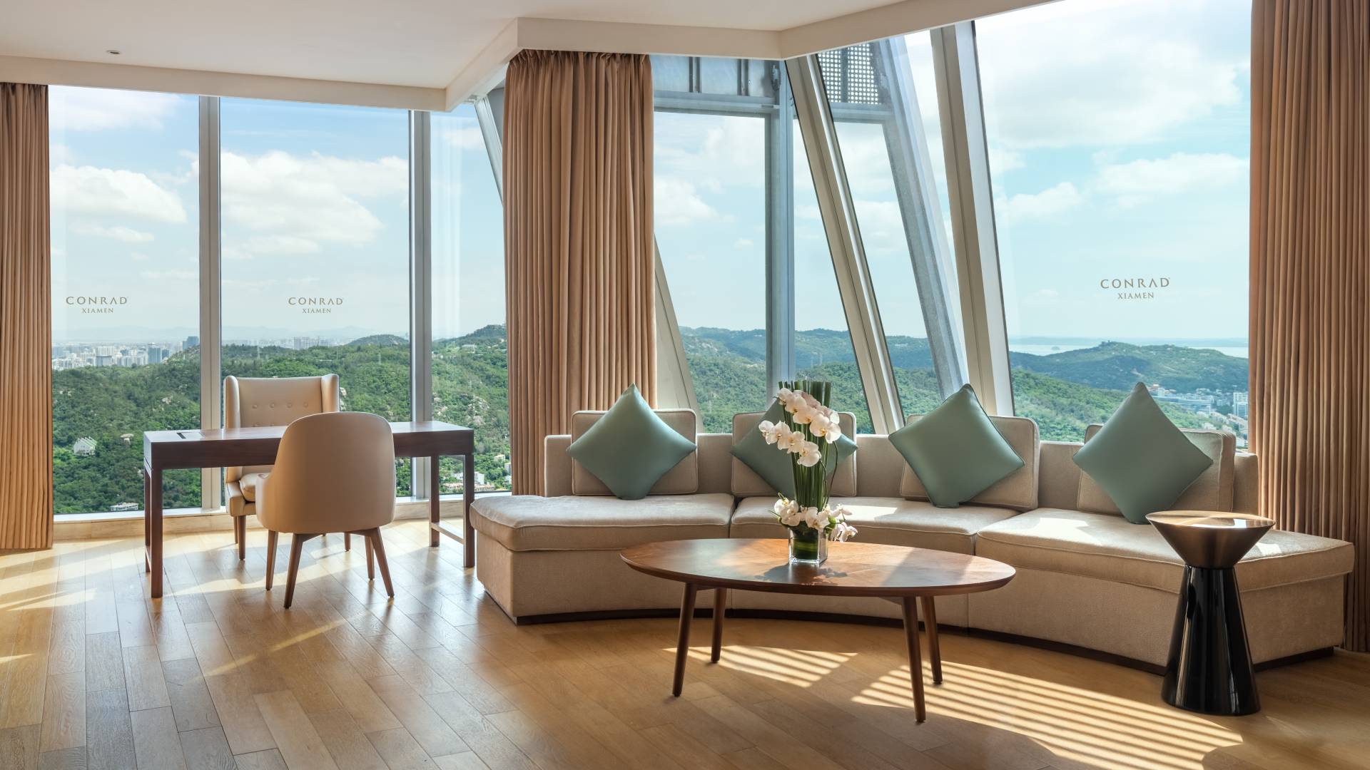 King Conrad Suite Living Room with Attractive Views