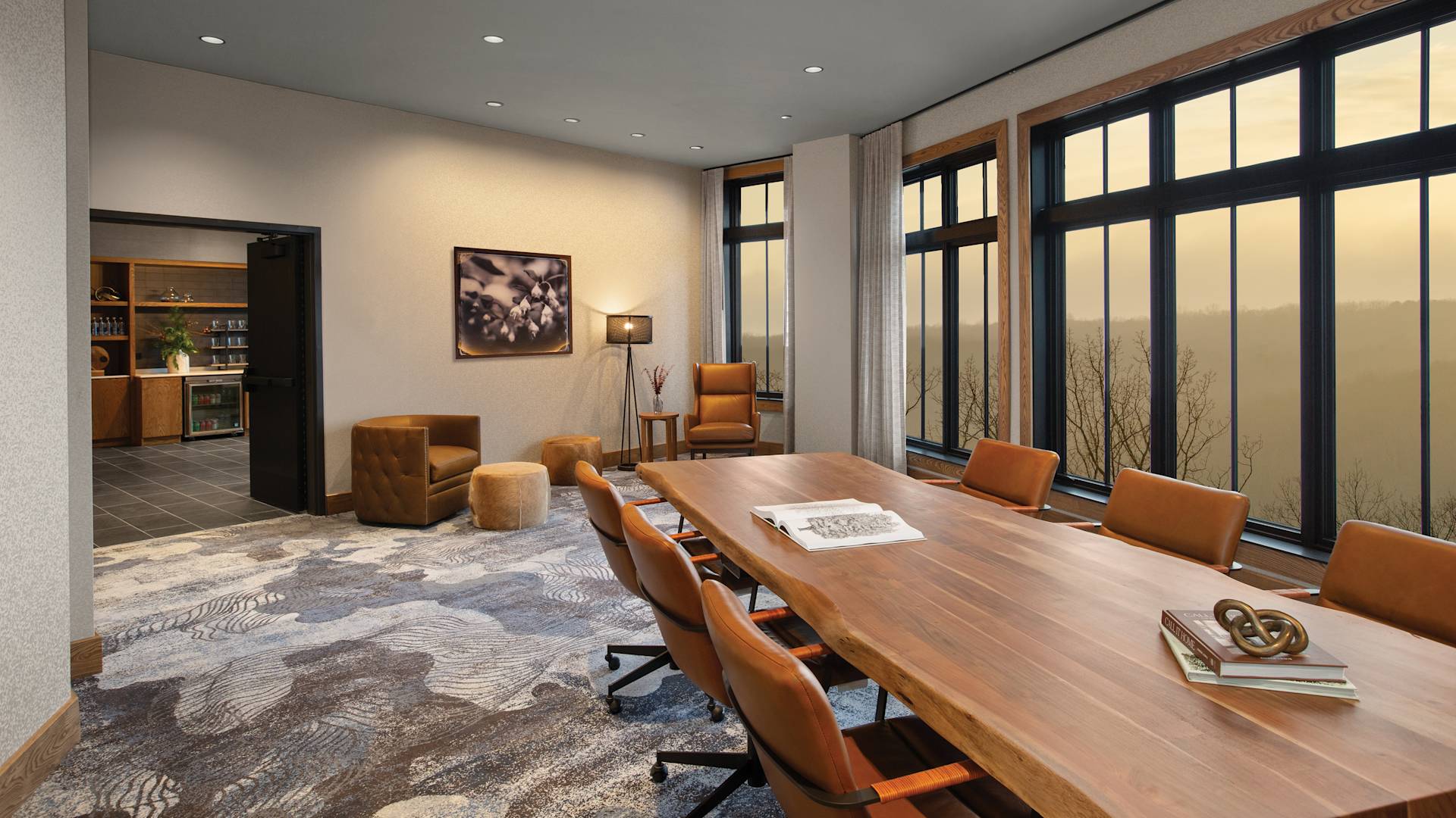 Trillium Meeting Room with a Large Table and Windows