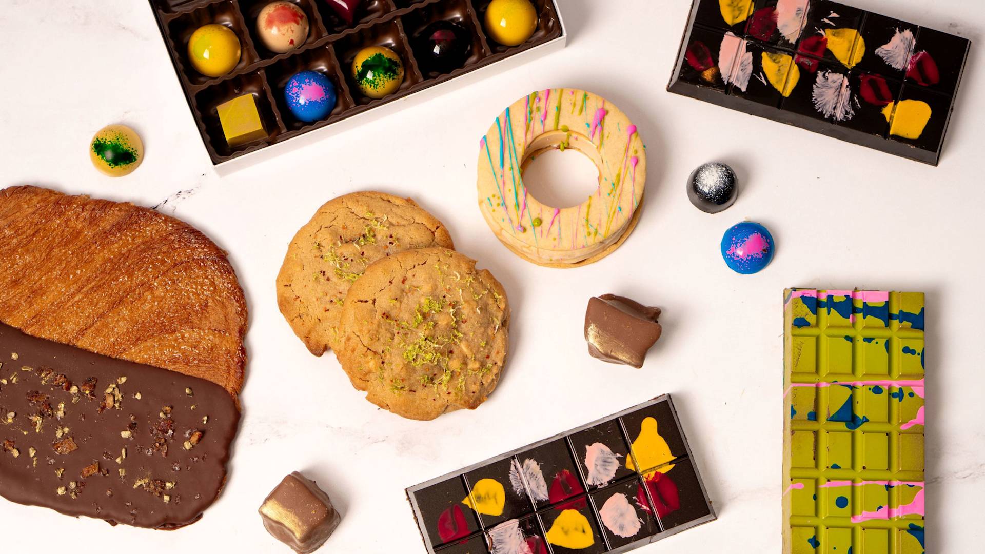 Sweet Graffiti candy and cookie overhead shot