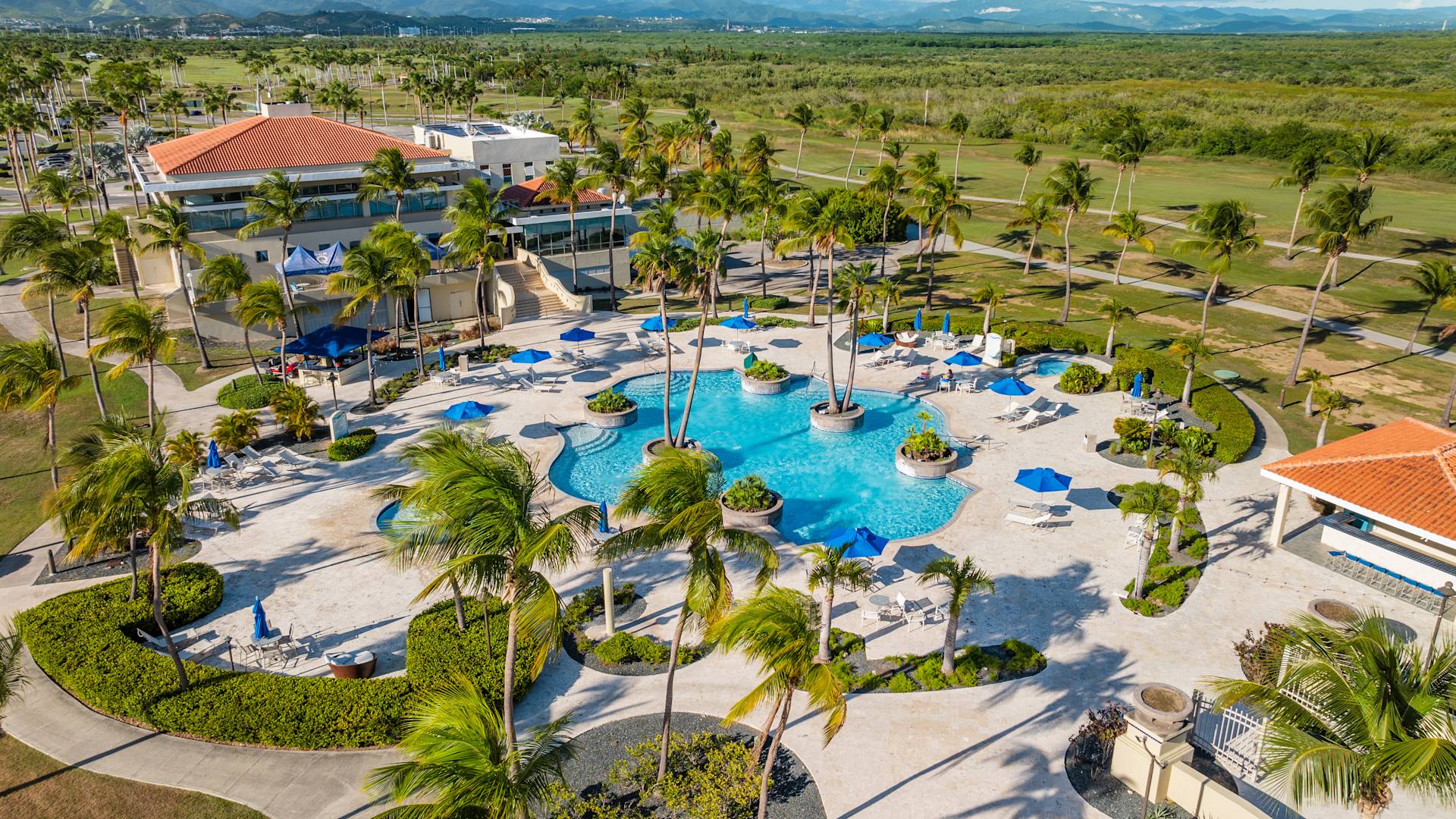 Aerial View of Outdoor Pool Area