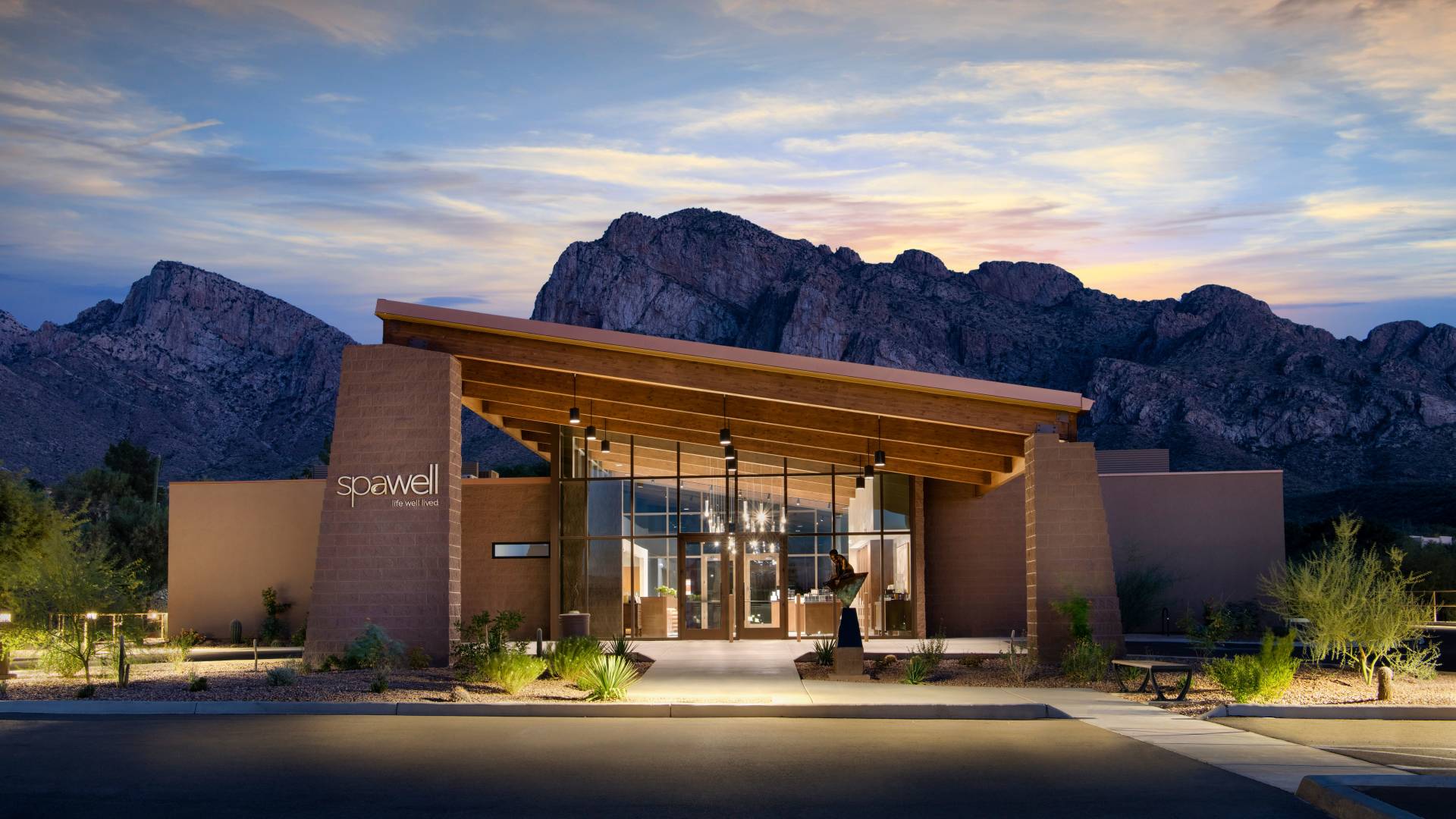 Spa Exterior at Sunset