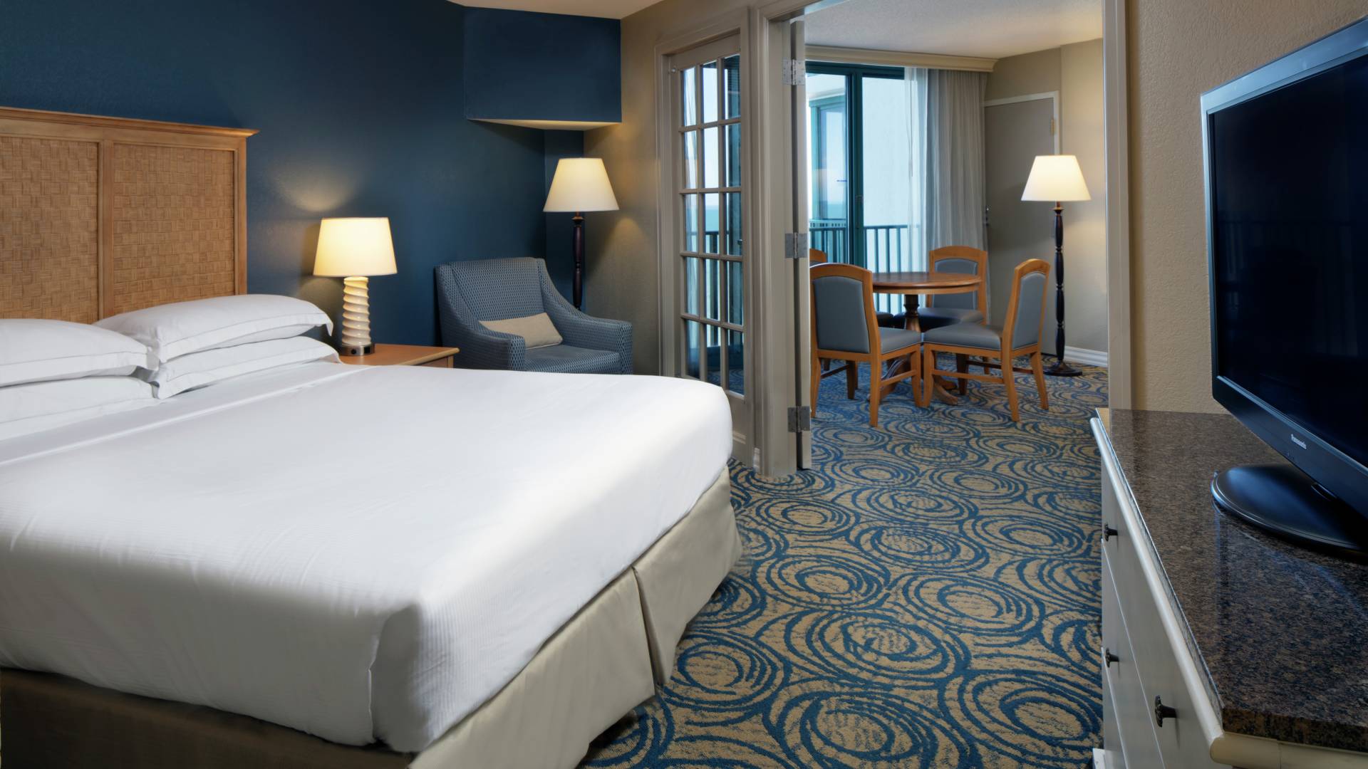 Bed with TV and Couch