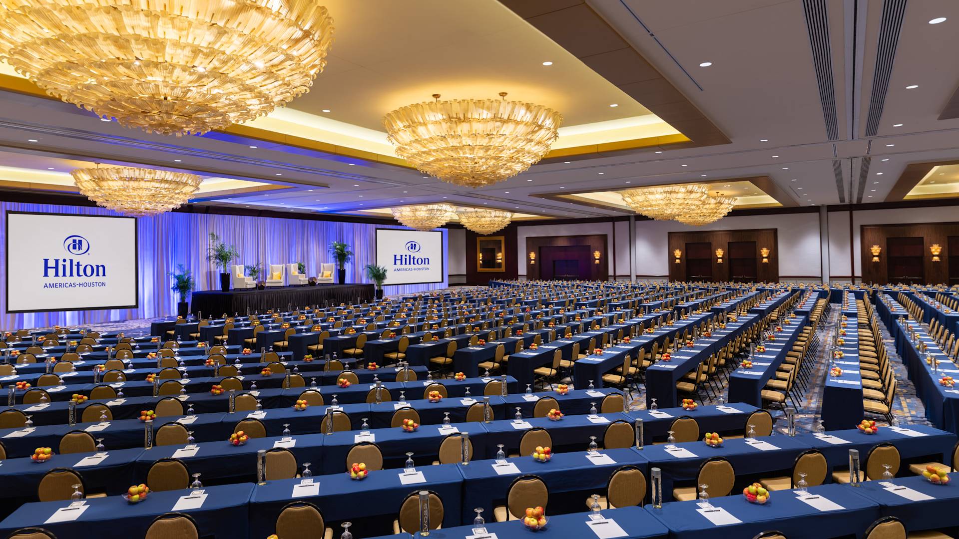 Meeting room with tables and chairs