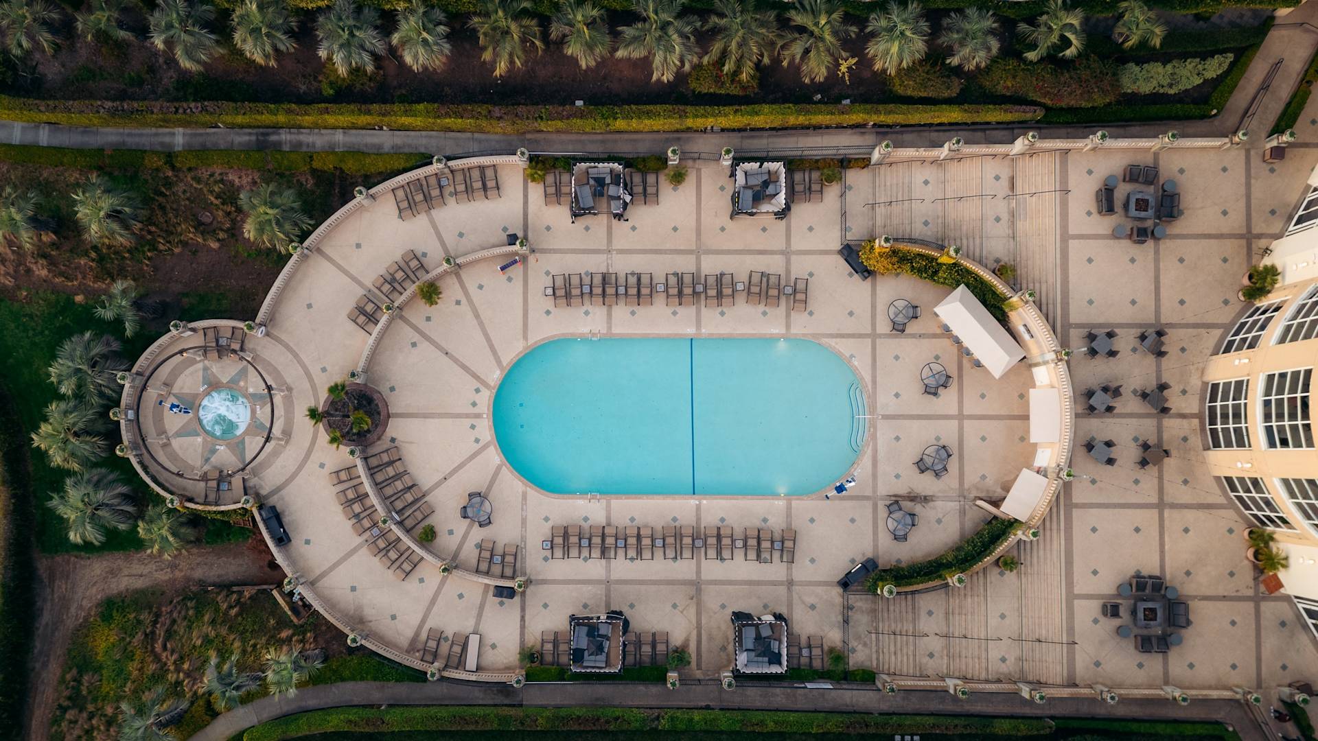 Drone shot of the pool