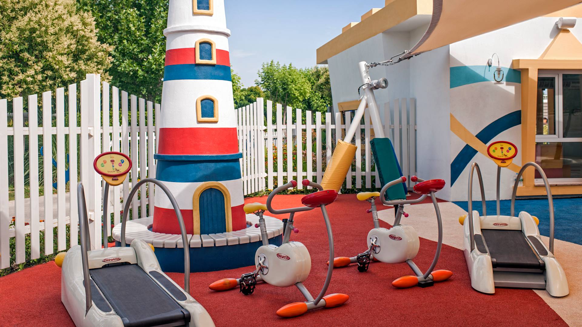 kid's playground, fitness equipment
