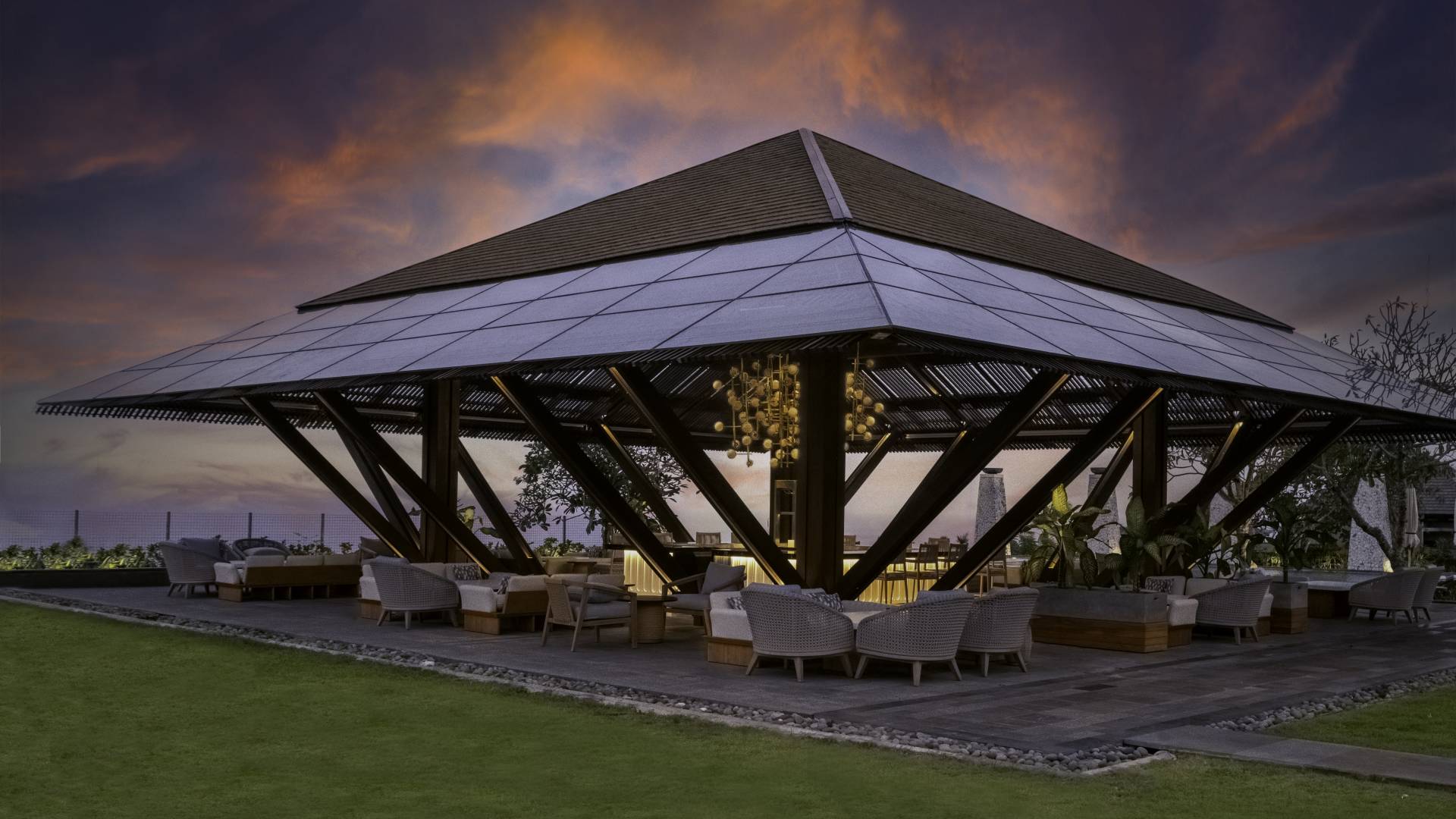 Bar area with tables and chairs