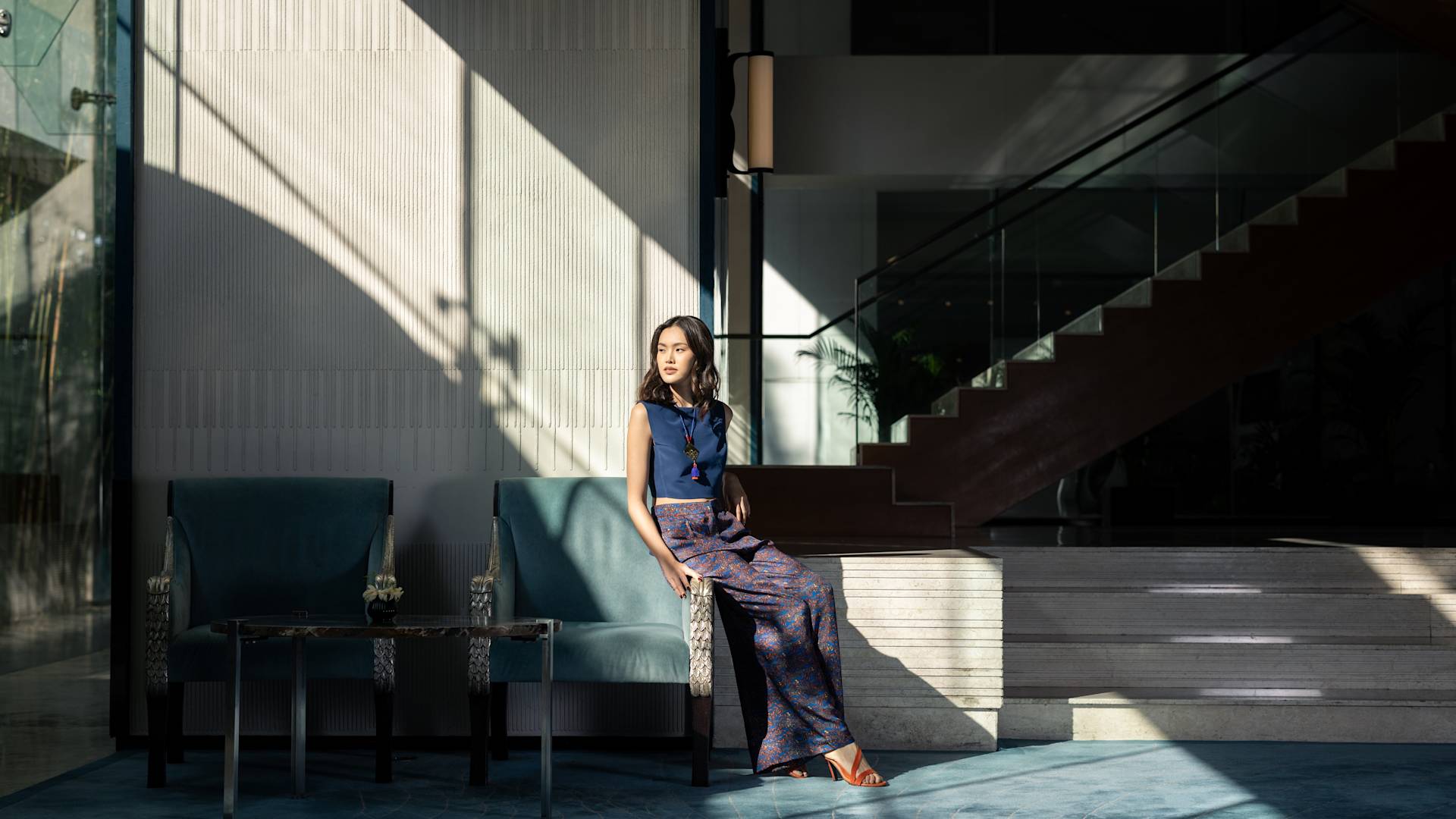 Guest sitting in the lobby