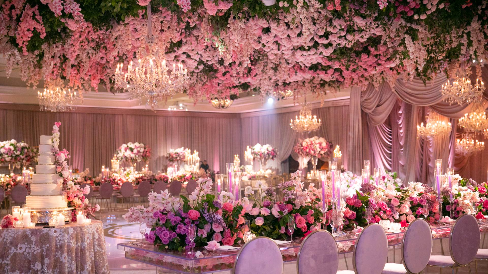 Room Decorated with Flowers for a Wedding Celebration
